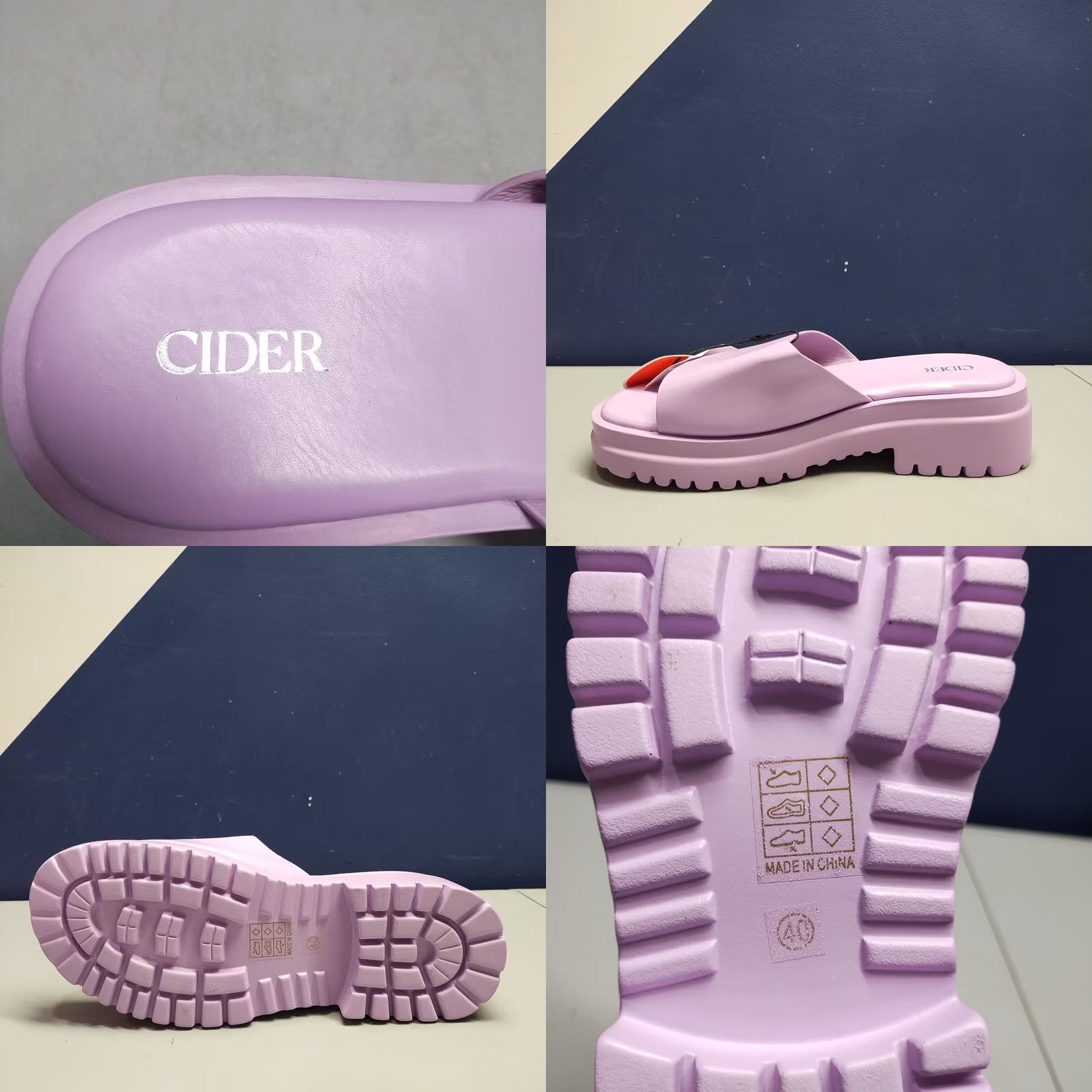 Cider Cider Single Band Slippers Womens US 10 Purple Faux Leather Block Heel Open Toe Size US 10 / IT 40 - 8 Thumbnail