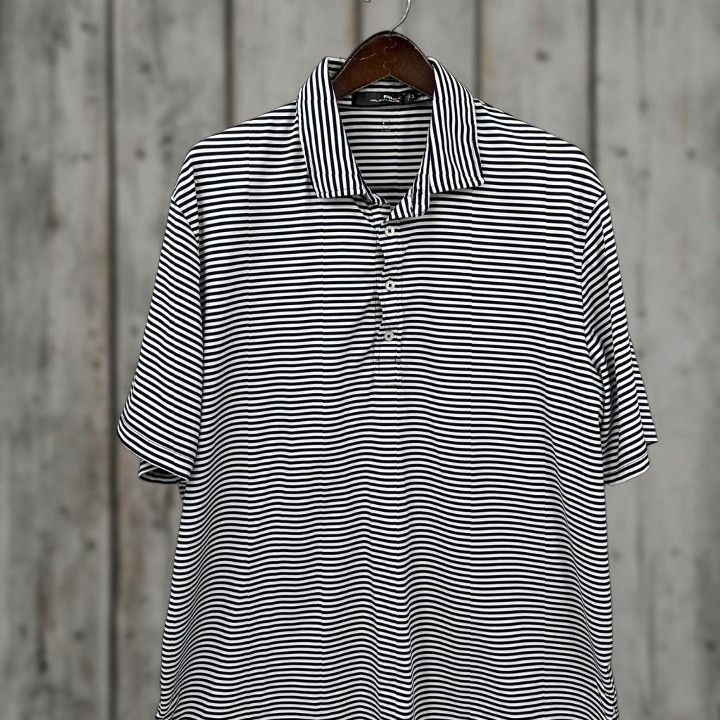 RLX Ralph Lauren VINTAGE RLX Ralph Lauren Polo Shirt Mens XL Navy Blue Striped Golf Preppy Collared Dad Size US XL / EU 56 / 4 - 1 Thumbnail