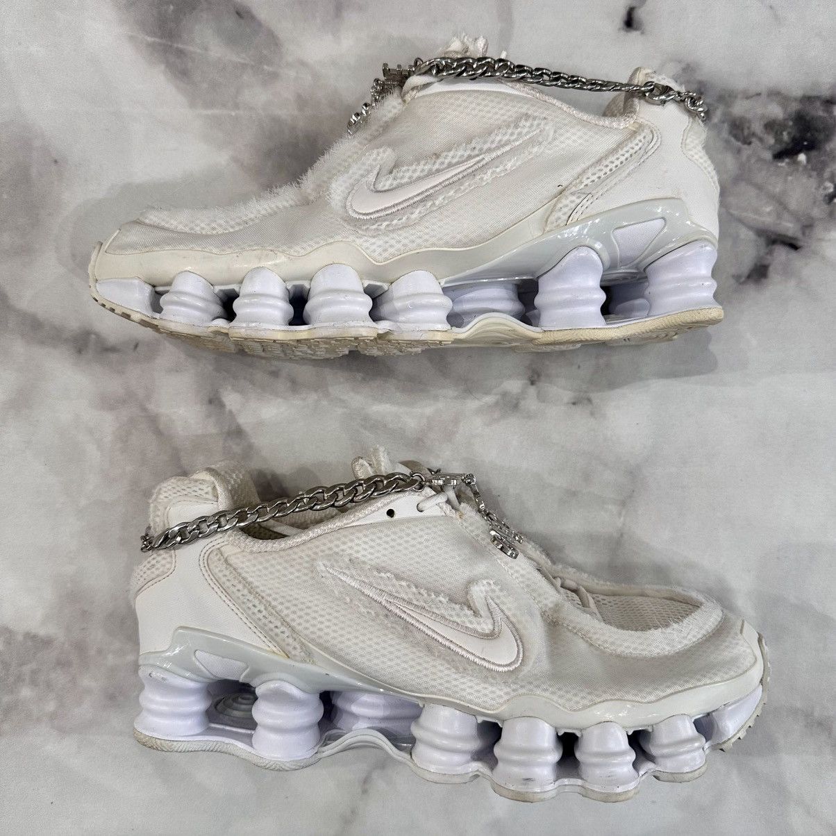 Comme des Garcons × Nike NIKE X CDG SHOX CHAIN SNEAKERS WHITE MENS SIZE 9 EUR 40.5 Size US 9 / EU 42 - 2 Thumbnail