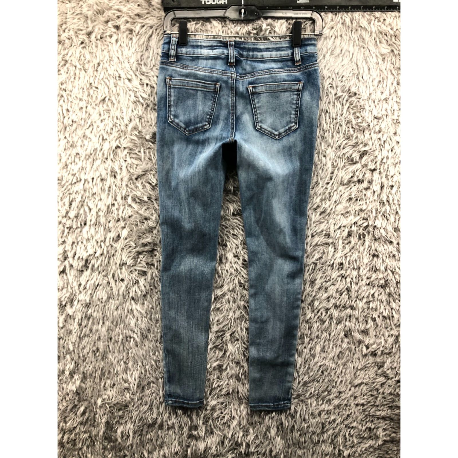 Vintage Ashley Mason Jeans Distressed Skinny Low Rise Size 1 Juniors Medium Wash Blue Size 25" / US 0 / IT 36 - 5 Thumbnail
