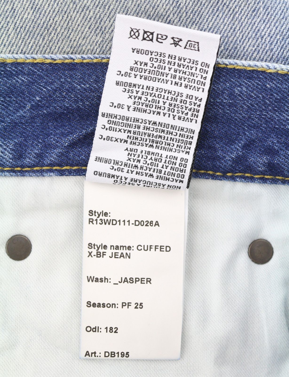 R13 CUFFED X-BF 28 Jasper Faded Blue 87196 Size 28" / US 6 / IT 42 - 9 Thumbnail