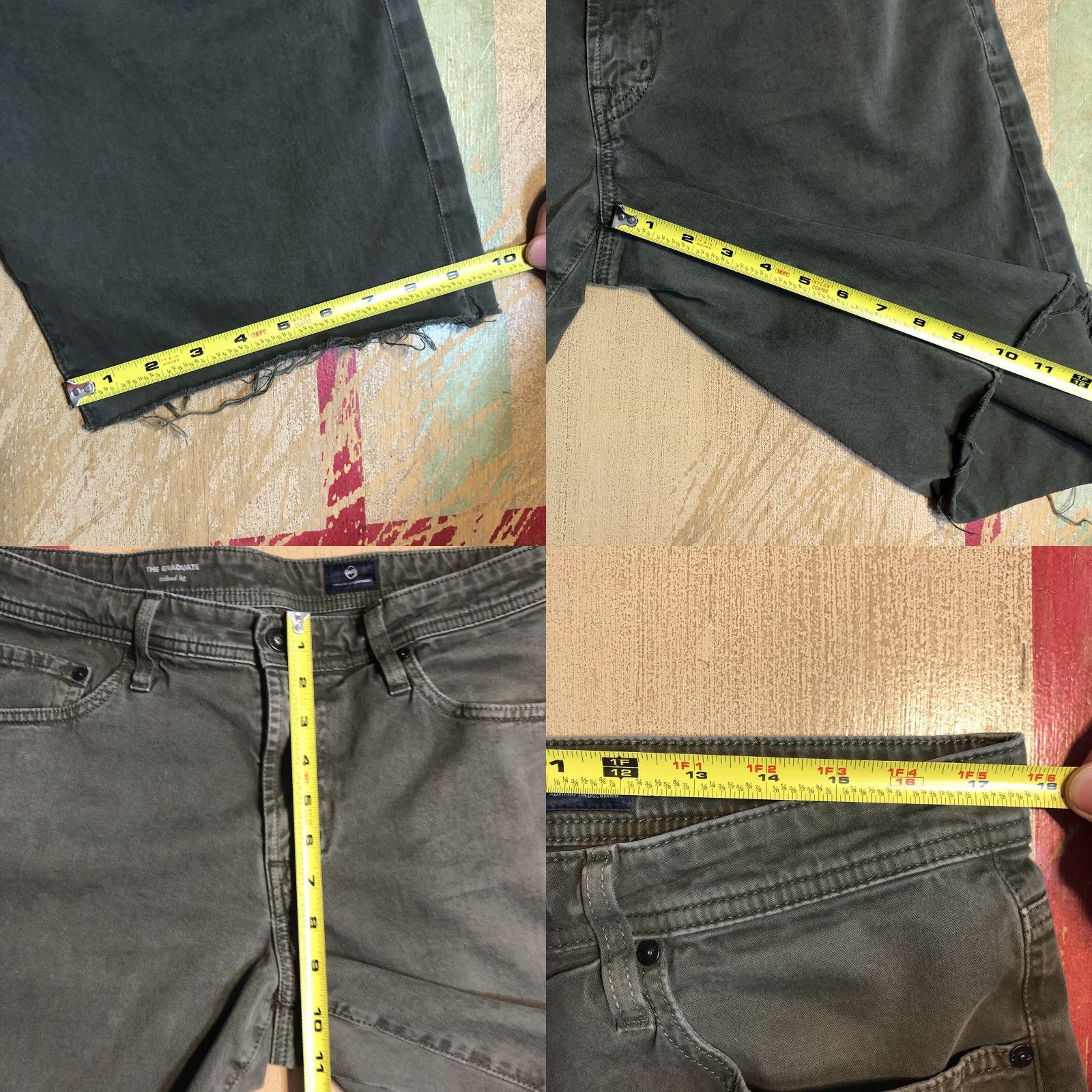 Toffs AG Adriano Goldschmied Men Shorts The Graduate Tailored Cut Offs Green Size US 34 / EU 50 - 8 Thumbnail