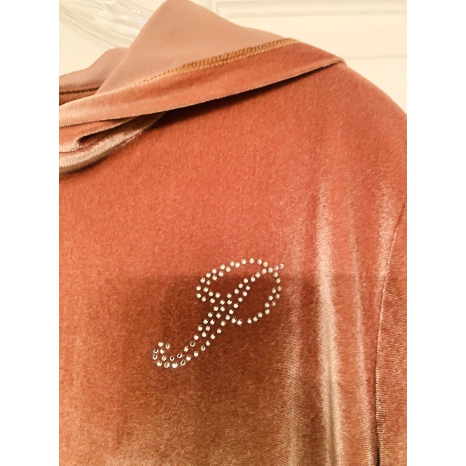 Vintage VINTAGE PINK Victoria's Secret Brown Velvet Hoodie Sweater Sz XL Tan Full Zip Women XL Velvet Hoodie Sweater Size XL / US 12-14 / IT 48-50 - 2 Thumbnail