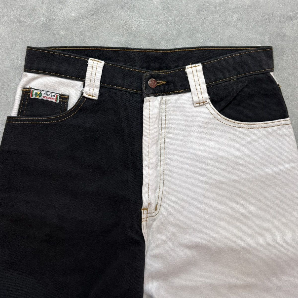 Cross Colours Rare Vintage 90s Cross Colour Two Tone Denim Size US 31 - 4 Thumbnail