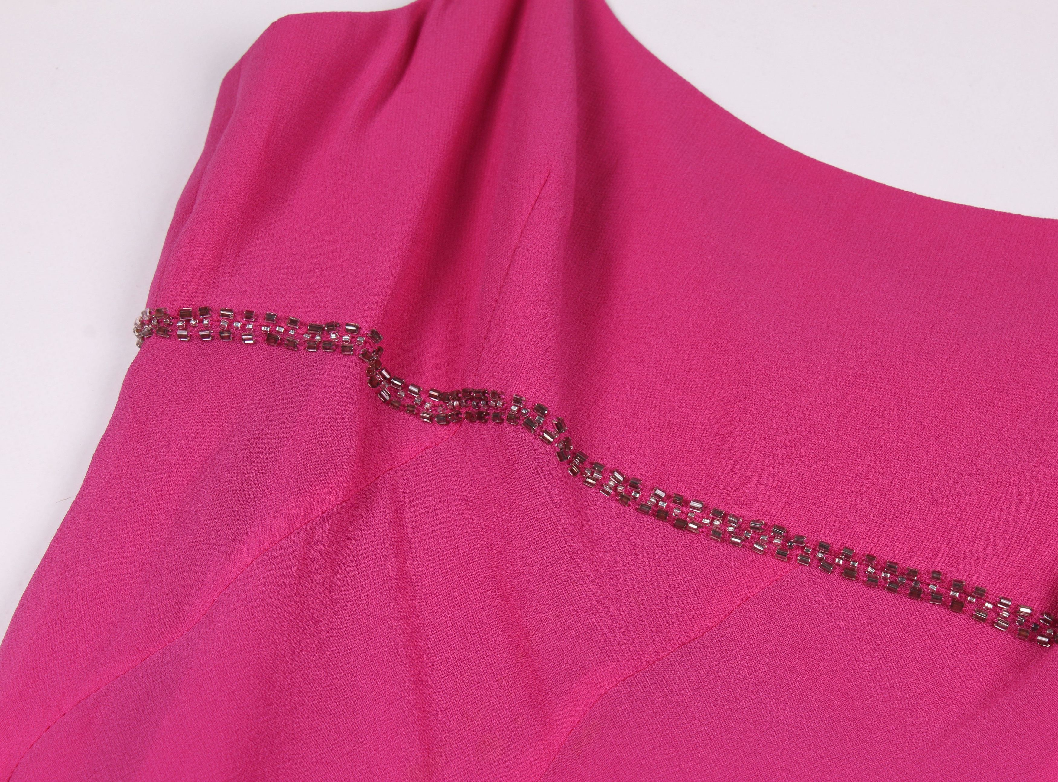 Vintage Vintage Ben De Lisi Pink Y2K Silk Beaded Midi Dress Size M / US 6-8 / IT 42-44 - 6 Thumbnail