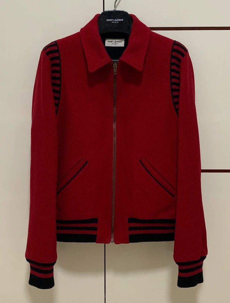 Saint Laurent Paris Saint Laurent Red Knit Baseball Jacket-2505 Size US M / EU 48-50 / 2 - 1 Thumbnail