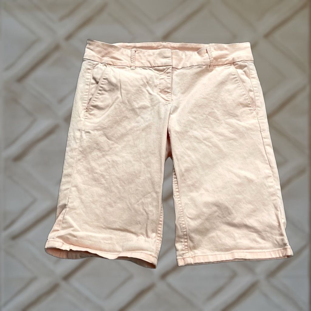 Ann Taylor VINTAGE Ann Taylor Loft Skinny Bermuda Shorts Women 8 Casual Mid Rise Cotton Blend Pink Summer Girls Size 30" / US 8 / IT 44 - 1 Thumbnail