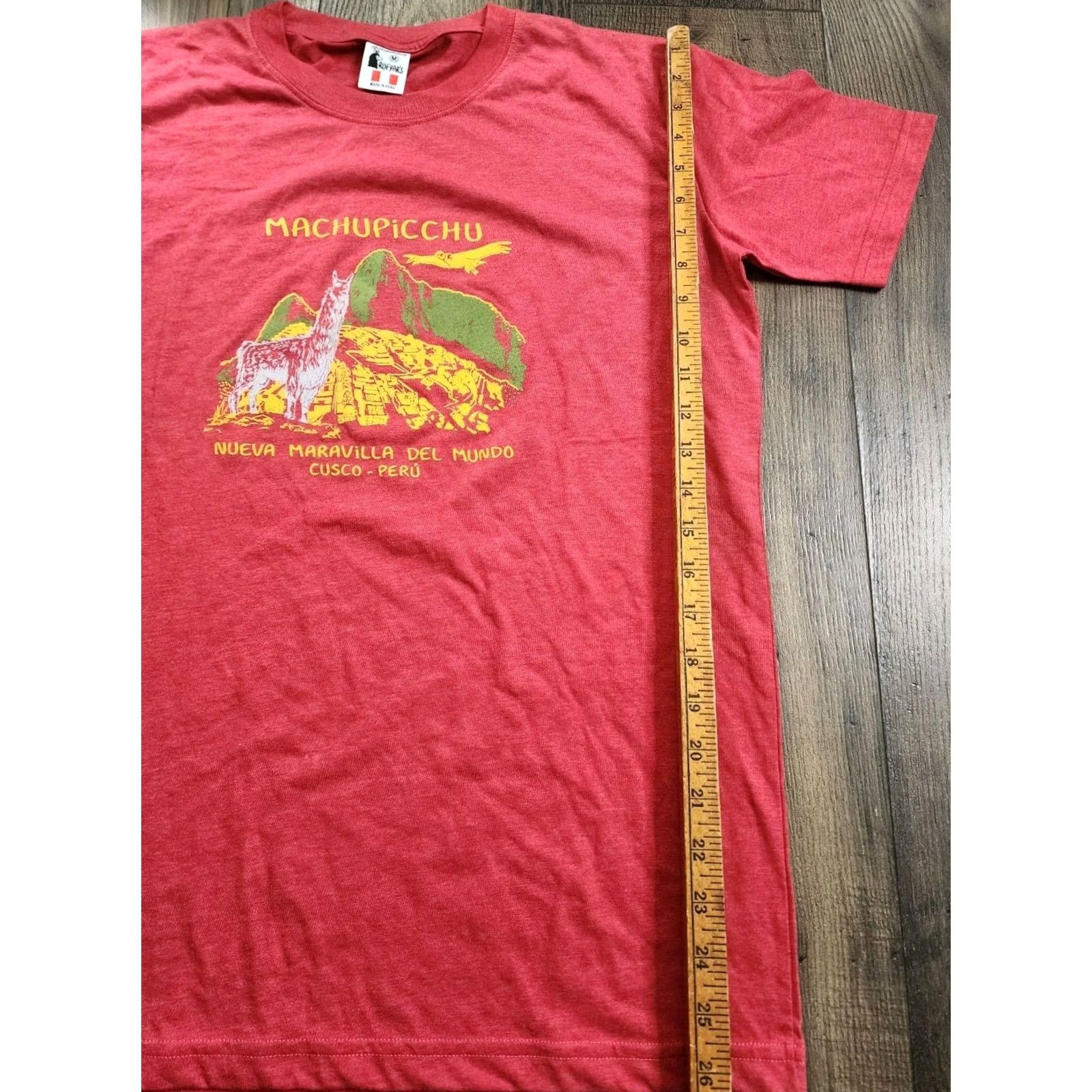 Vintage Vintage Ruf L T-Shirt Mens M Red Cotton Embroidered Peru Machu Picchu Souvenir Destination Shirt Size US L / EU 52-54 / 3 - 2 Thumbnail