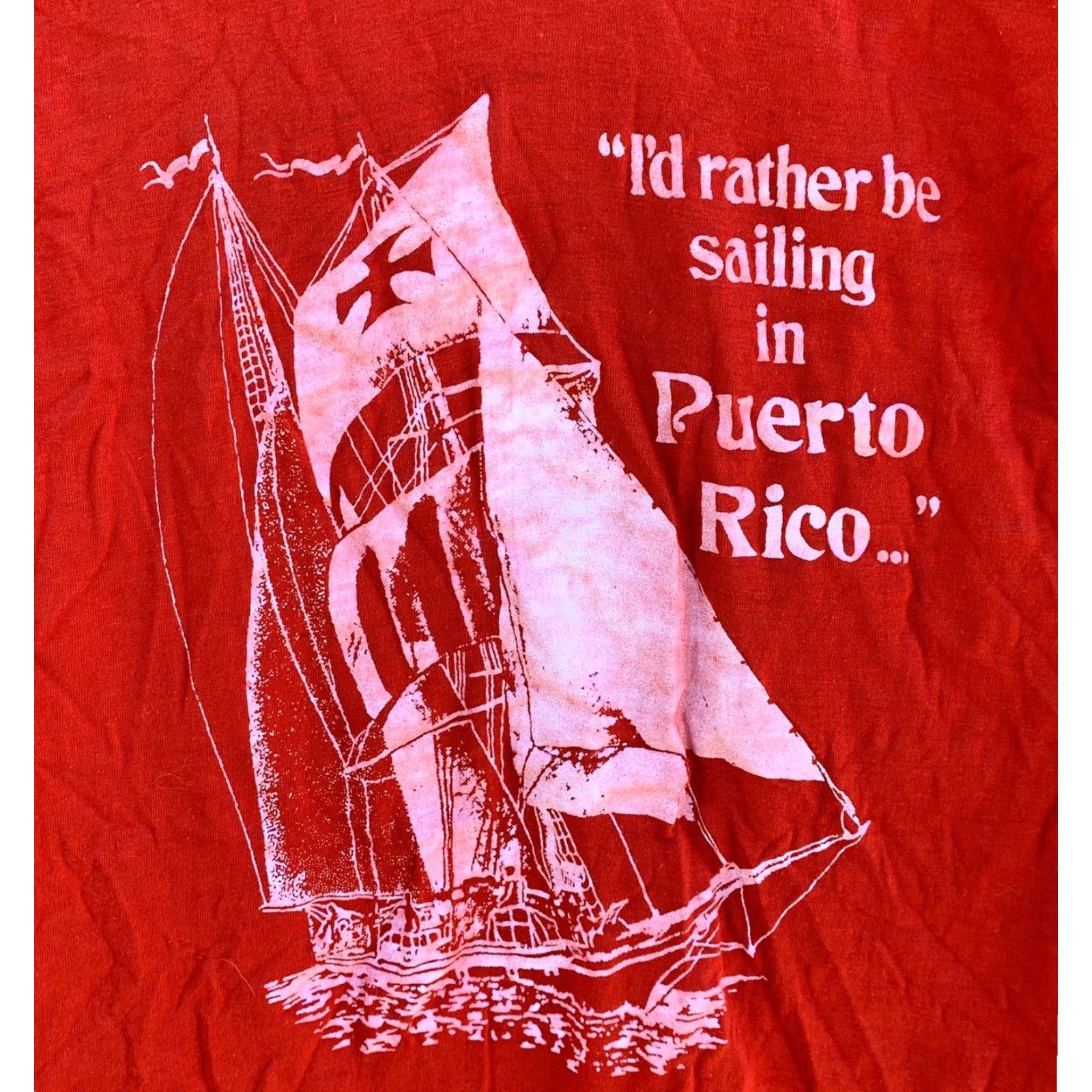 Vintage VINTAGE I’d Rather Be Sailing In Puerto Rico T Shirt 70s 80s Single Stitch L Shirt Mens Red 70s 80s Sailing Puerto Rico T-Shirt Size US L / EU 52-54 / 3 - 6 Thumbnail