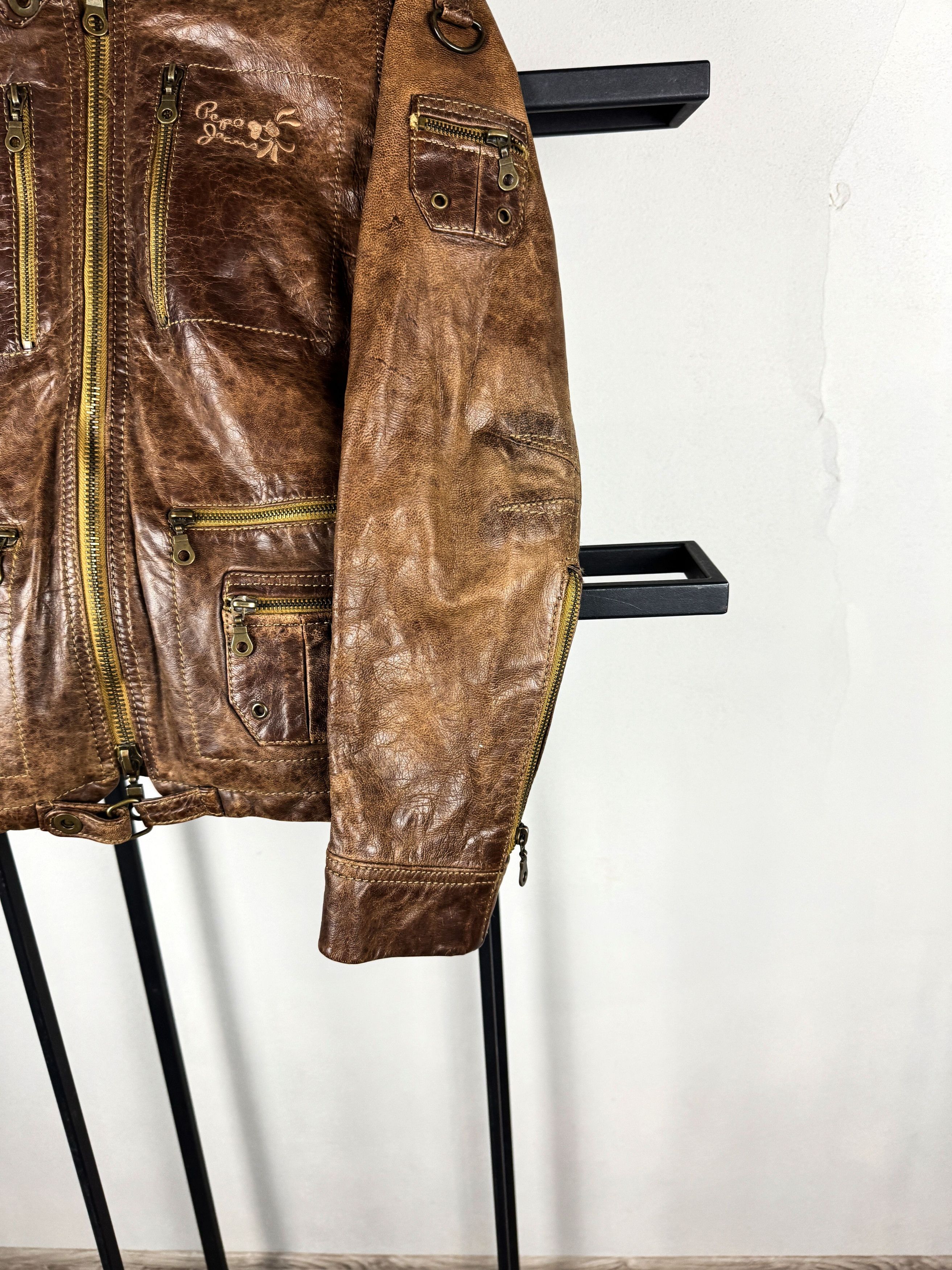 Tornado Mart Vintage Distressed Brown Leather Biker Jacket Y2K Style Size US XS / EU 42 / 0 - 4 Thumbnail