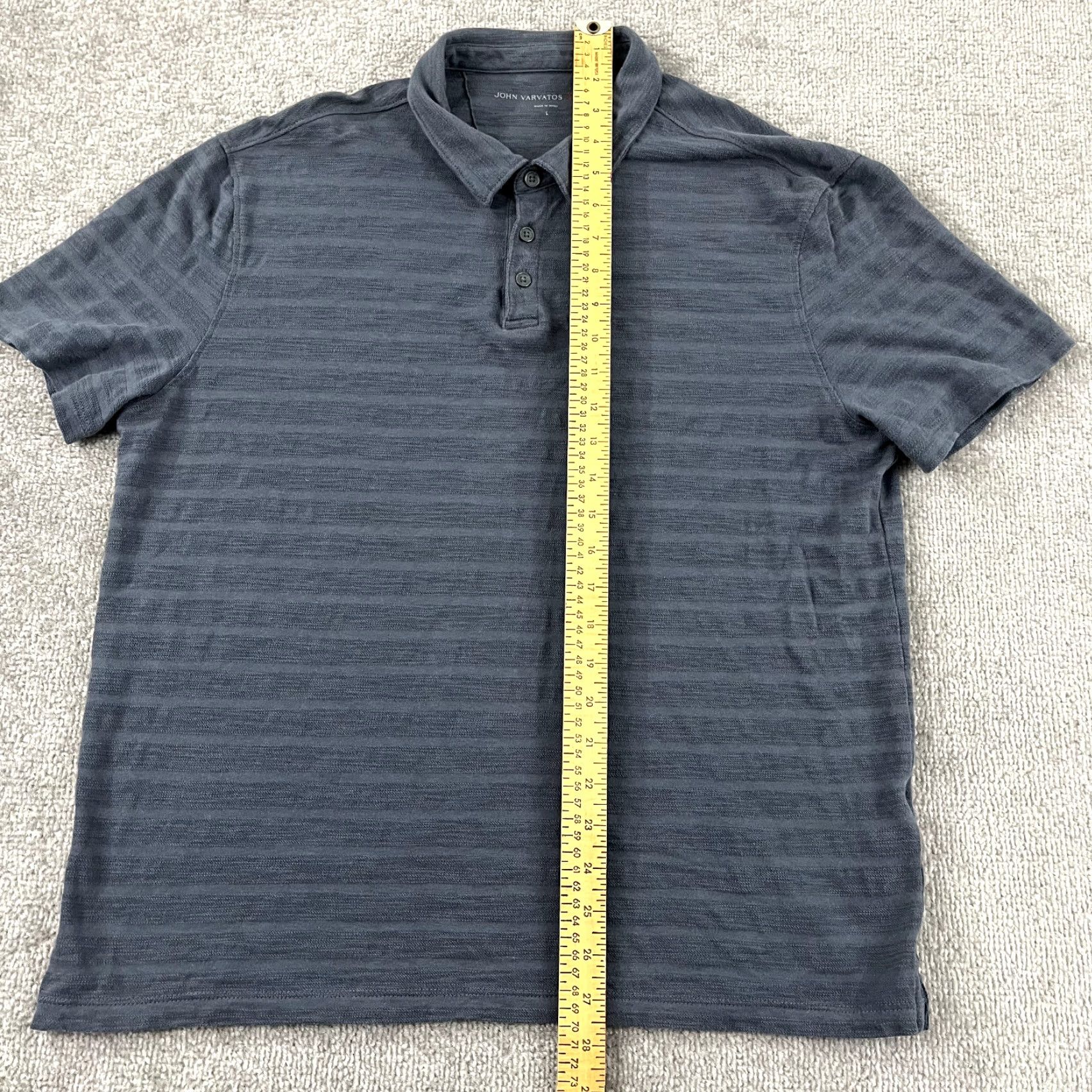 John Varvatos JOHN VARVATOS Polo Shirt Mens Large Gray Blue Striped Short Sleeve Preppy USA Size US L / EU 52-54 / 3 - 3 Thumbnail