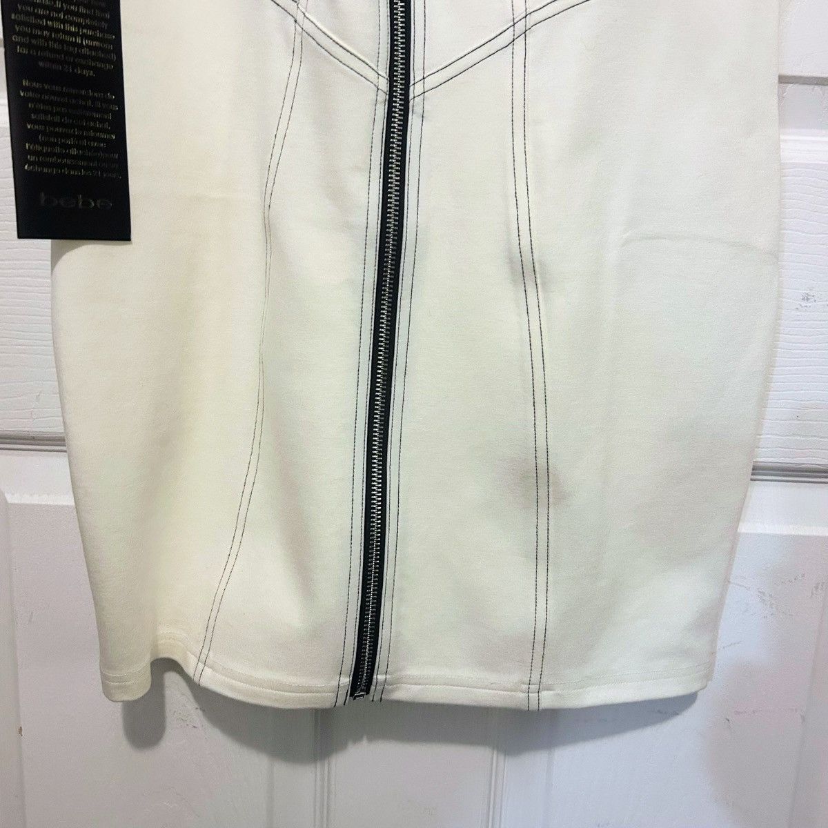 Bebe Bebe White Racerback Moto Mini Dress Medium M BNWT Size M / US 6-8 / IT 42-44 - 8 Thumbnail