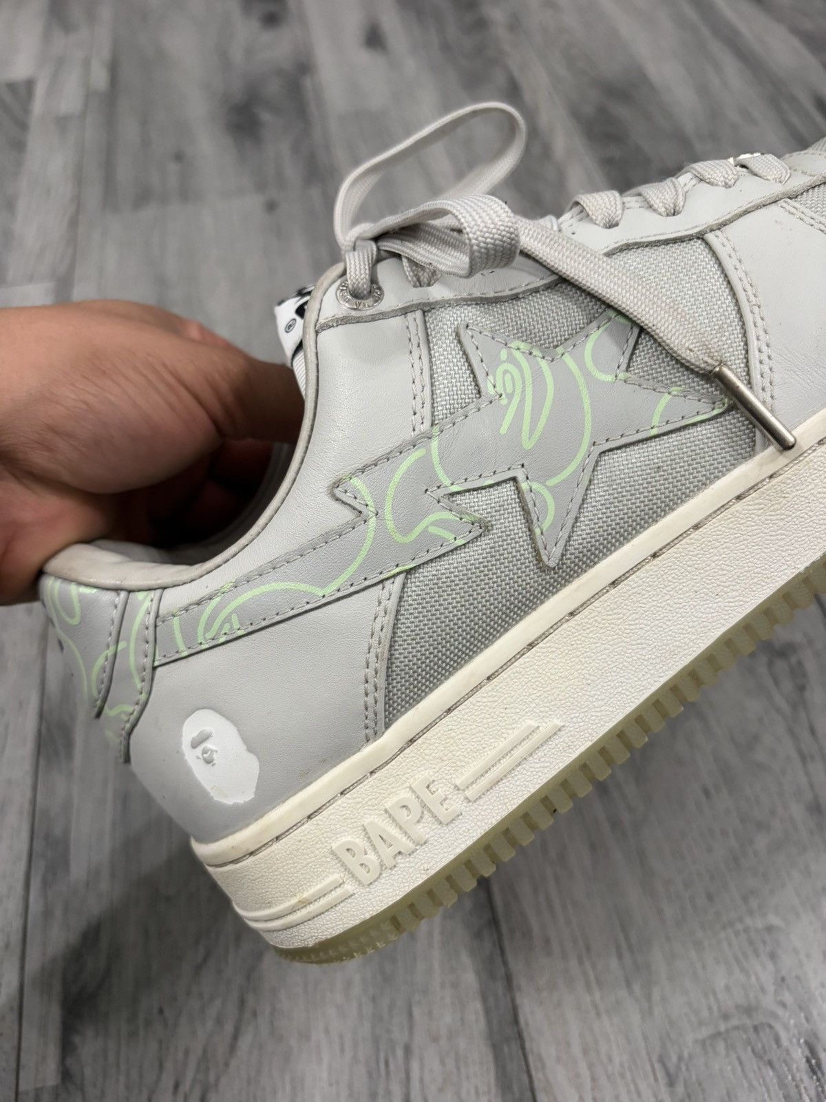 Bape BAPESTA #1 M2 Light Grey Leather Sneakers Size US 10 / EU 43 - 6 Thumbnail