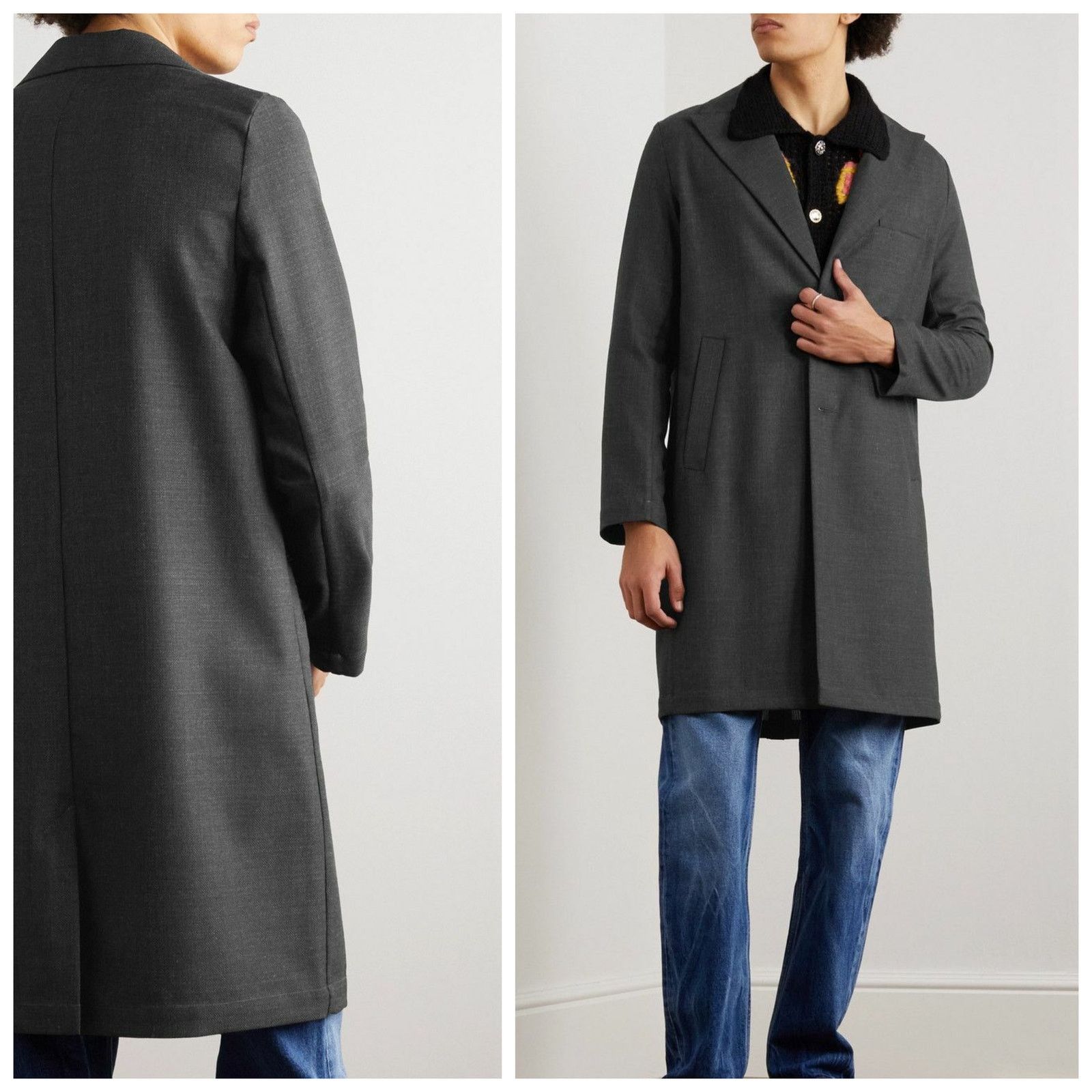 Sefr Sefr $450 Zeke Twill Coat in Gray Lightweight Poly wool Size US L / EU 52-54 / 3 - 1 Thumbnail
