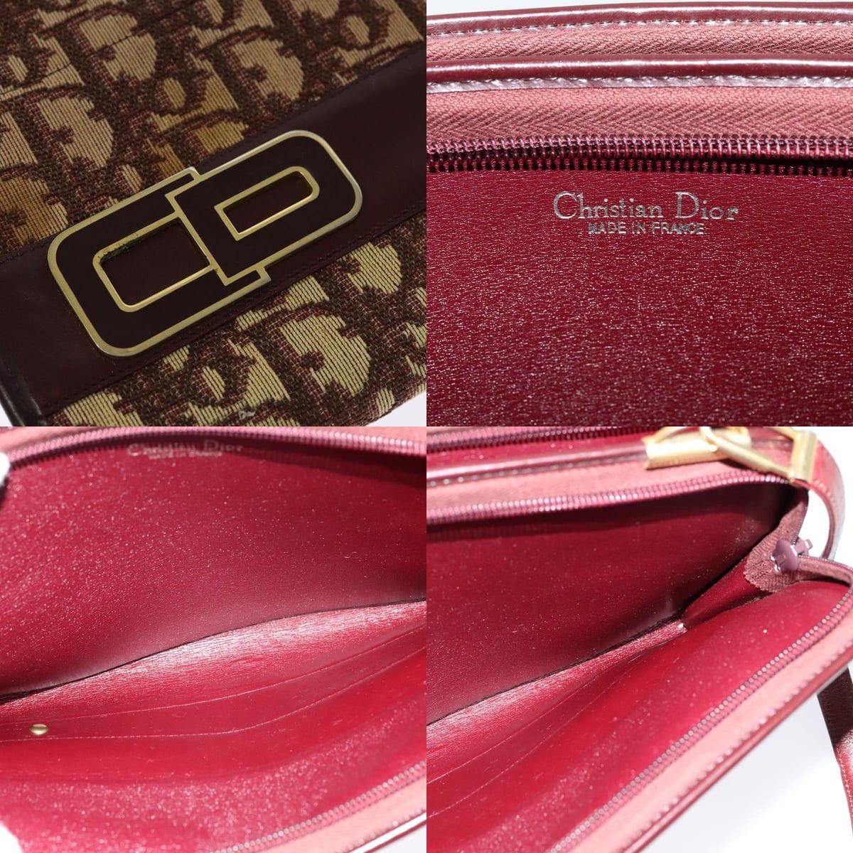 Dior DIOR Trotter Canvas Shoulder Bag Red Gold Size ONE SIZE - 11 Thumbnail