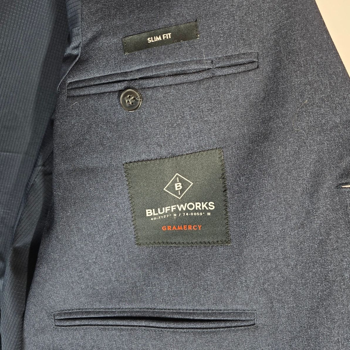 BluffWorks Bluffworks Gramercy Slim Fit Travel Blazer Navy Blue 46S Size 46S - 3 Thumbnail