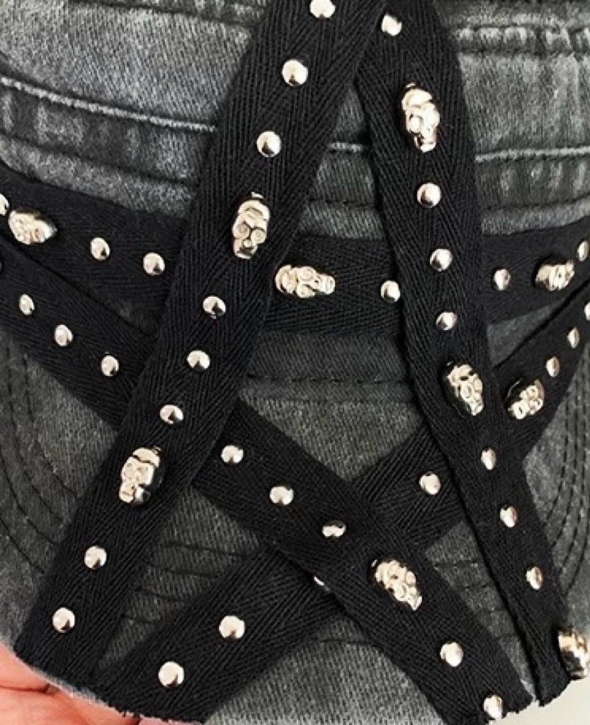 Japanese Brand Utility grunge faded skull studded star y2k military cap hat Size ONE SIZE - 4 Thumbnail