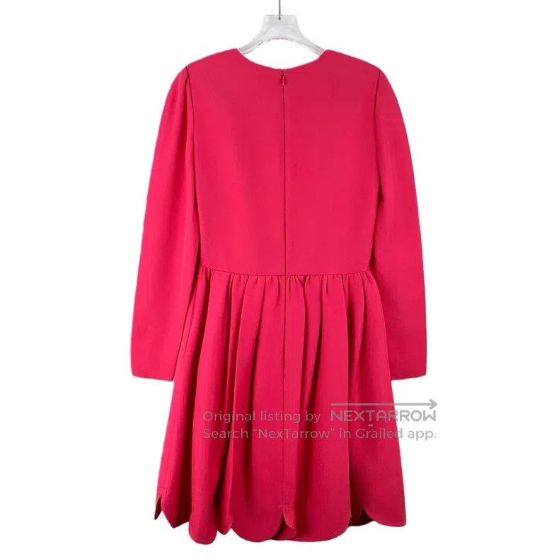 Valentino Valentino Red lace design mulberry silk pleated dress Size M / US 6-8 / IT 42-44 - 2 Thumbnail