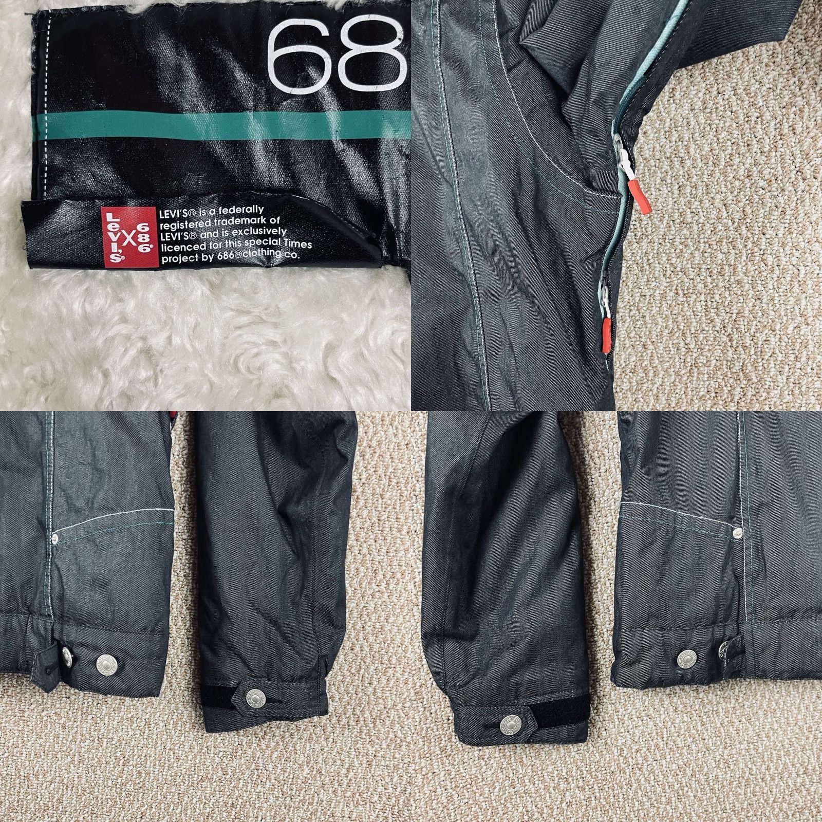 686 VINTAGE 686 x Levi’s Jacket Women’s M Denim Blue Ski Snow Jacket Regular Lined Pockets Logo Akira West R1 Size M / US 6-8 / IT 42-44 - 11 Thumbnail