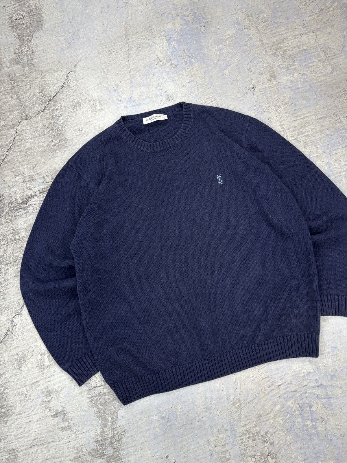 Yves Saint Laurent Yves Saint Laurent Knit sweater mens blue rare vintage Size US M / EU 48-50 / 2 - 2 Thumbnail