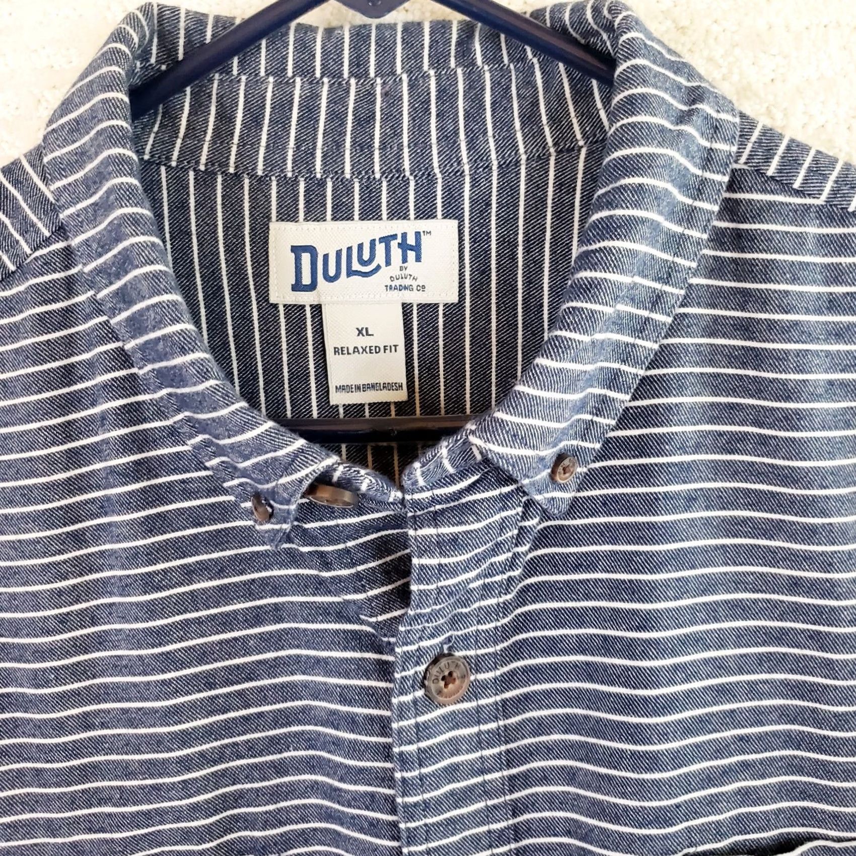 CO Duluth Trading Co Relaxed Fit Shirt Men XL Blue Stripe Denim Look Flannel New Size US XL / EU 56 / 4 - 4 Thumbnail