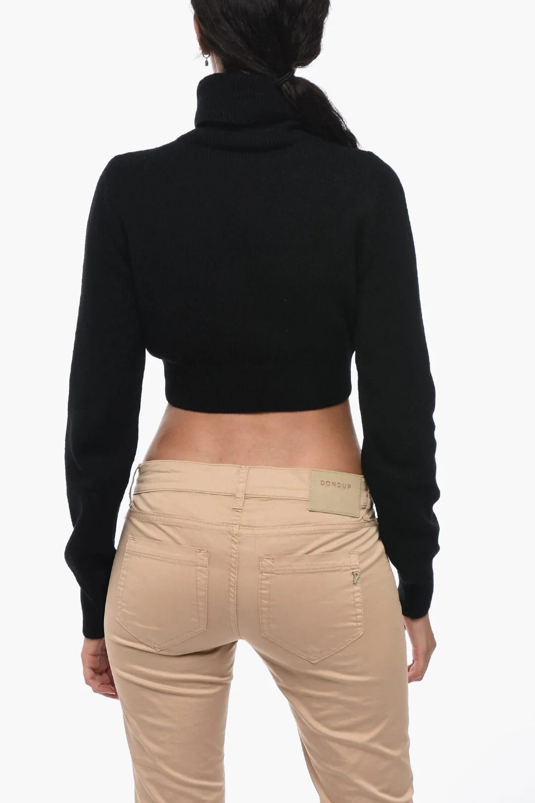 Palm Angels og1mm0326 High-Neck Cropped Sweater in Black Size XS / US 0-2 / IT 36-38 - 2 Thumbnail