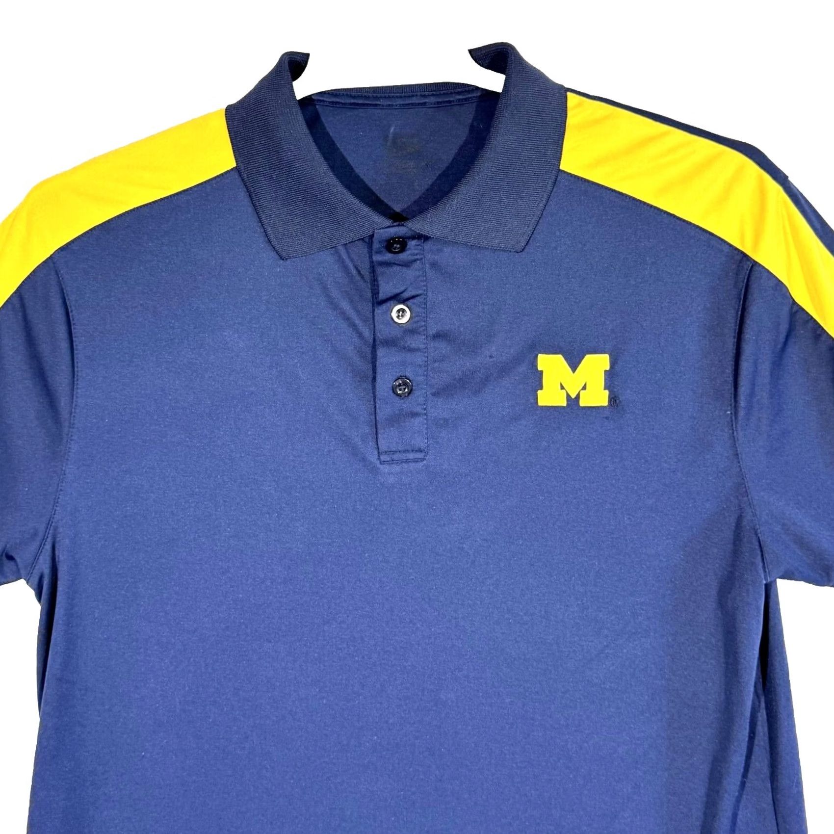 Vintage Michigan Wolverines Polo Shirt Men M Navy Maize Performance Short Sleeve Golf Athletic Size US M / EU 48-50 / 2 - 4 Thumbnail