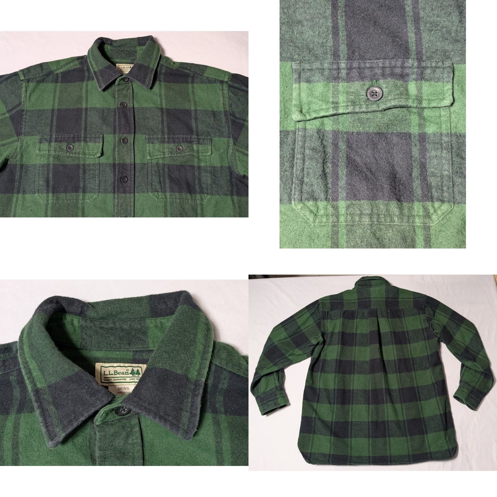 Vintage VTG Y2K L.L. Bean Men MEDIUM-REG Green Plaid Cotton HEAVYWEIGHT Flannel Shirt Size US M / EU 48-50 / 2 - 9 Thumbnail