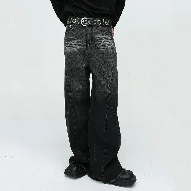 Jean Whiskered Washed Wide Leg Denim Jeans Grunge Streetwear Size US 28 / EU 44 - 2 Thumbnail