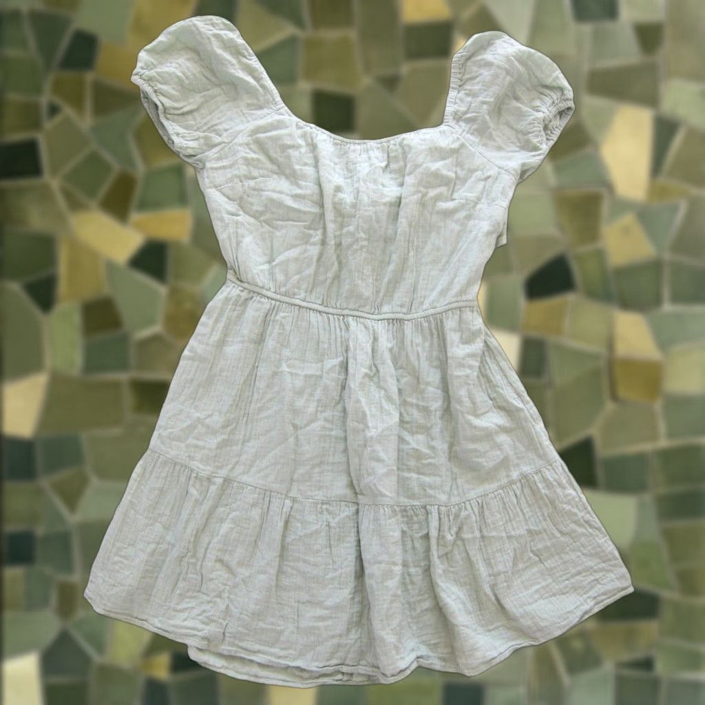 Jessica Simpson VINTAGE Jessica Simpson Cotton Mint Green Open Back Short Sleeve Cottage Sun Dress XL Size 40" / US 18 - 1 Thumbnail