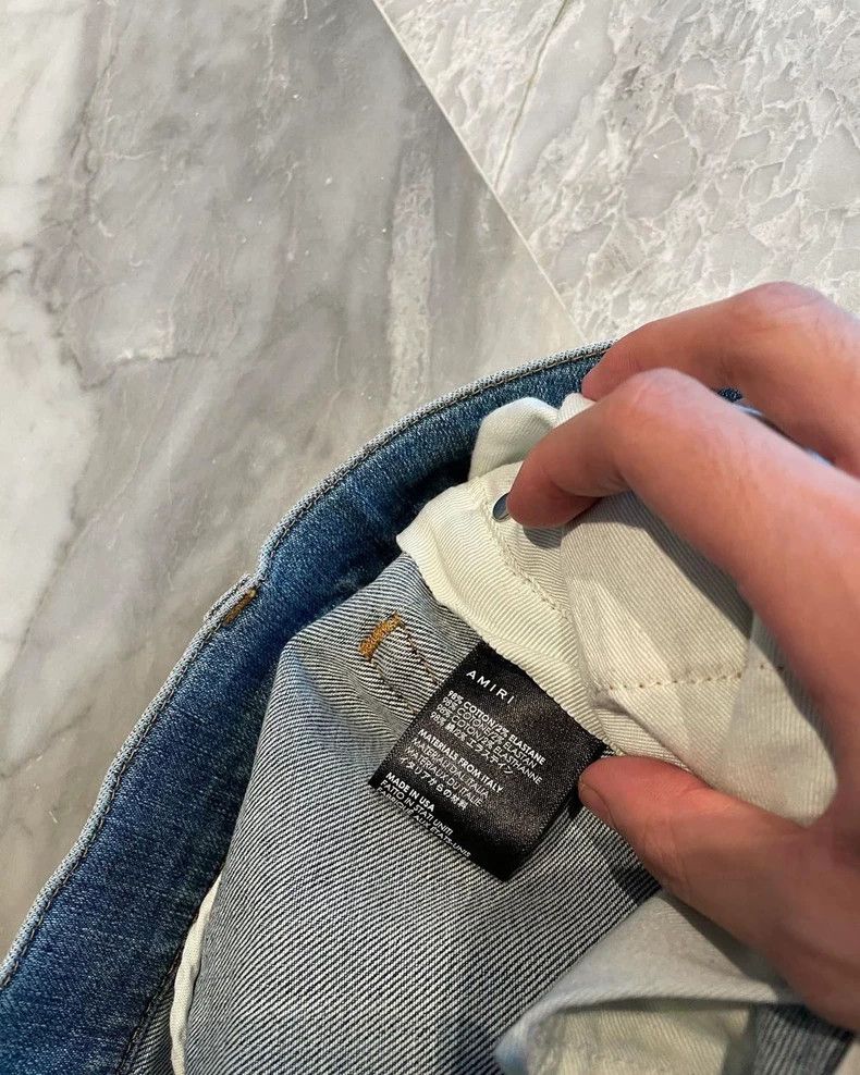 Amiri Amiri Blue watercolor rendering patchwork Thrash MX1 jeans Size US 32 / EU 48 - 4 Thumbnail
