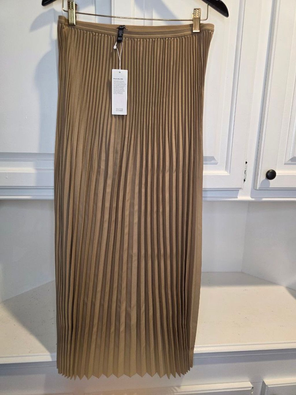 Eileen Fisher Eileen Fisher Pleated Midi Skirt Wool Silk Biscuit Tan Quiet Size 30" / US 8 / IT 44 - 2 Thumbnail