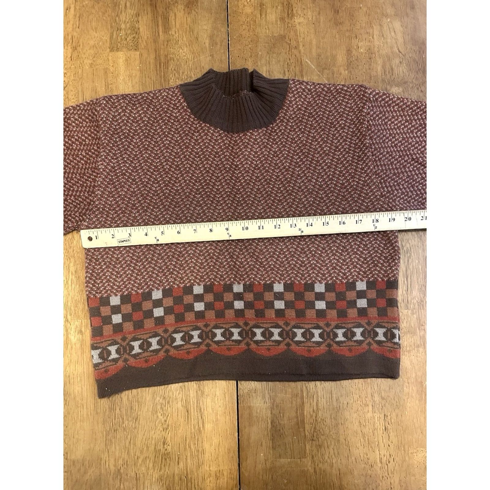 Vintage VINTAGE Gazelle Sweater Medium Crop Red Aztec 90s Y2K Knit Size M / US 6-8 / IT 42-44 - 5 Thumbnail