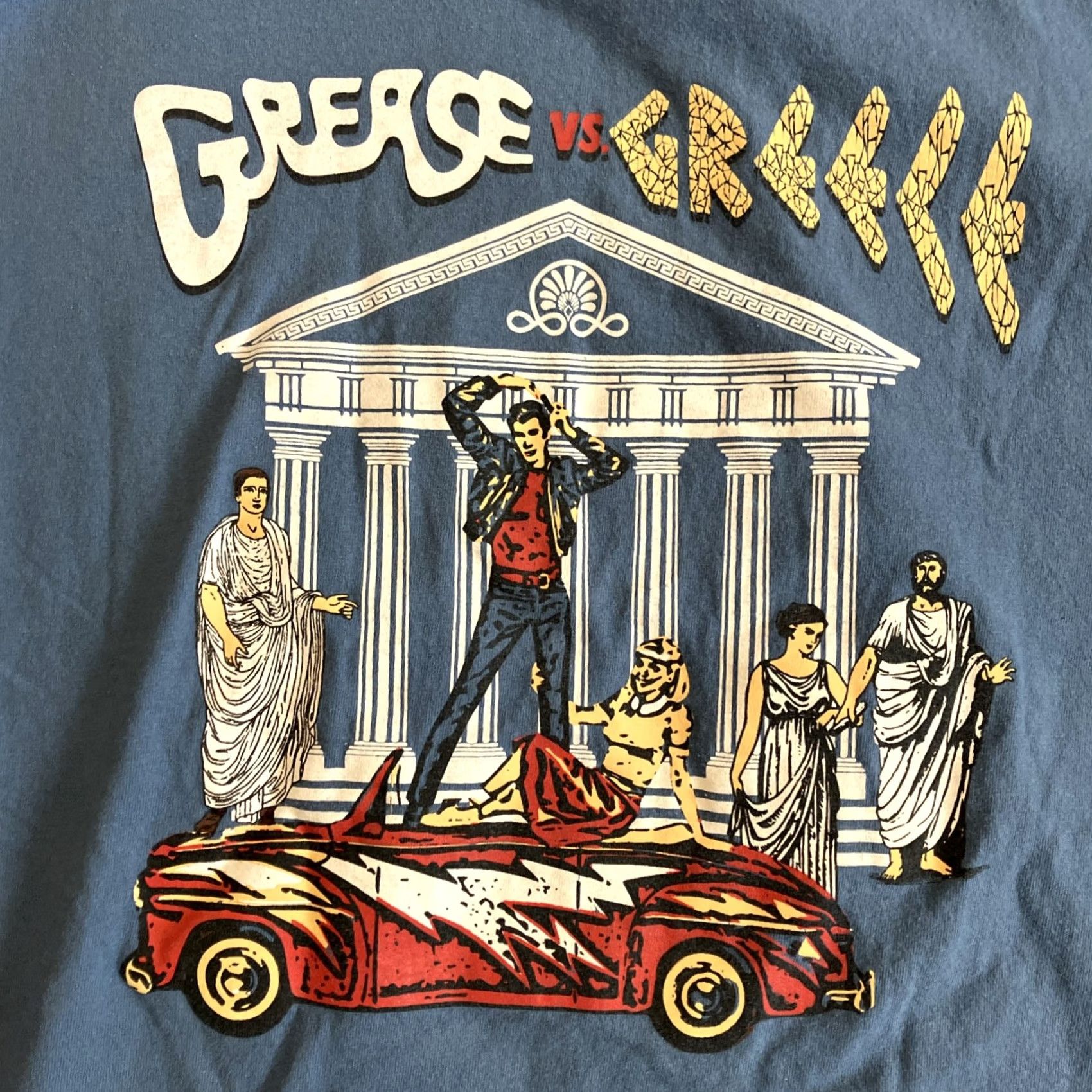 Hanes KAPPA ALPHA THETA Grease VS Greek Double Sided T Shirt Travolta XL Blue Hanes Mens Graphic Print Short Sleeve Regular Fit Awesome Size US XL / EU 56 / 4 - 5 Thumbnail