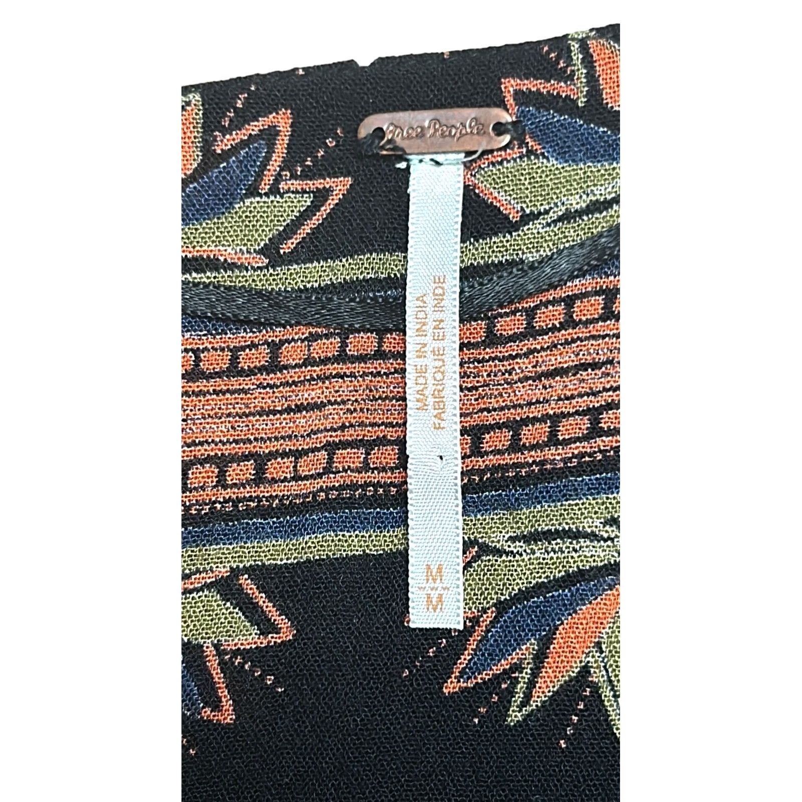 Free People Free People Moonlight Drive Printed Mini Dress Boho Tassels Women’s Size M Black Floral Asymmetric Sleeve Lined Short Dress Size M / US 6-8 / IT 42-44 - 4 Thumbnail