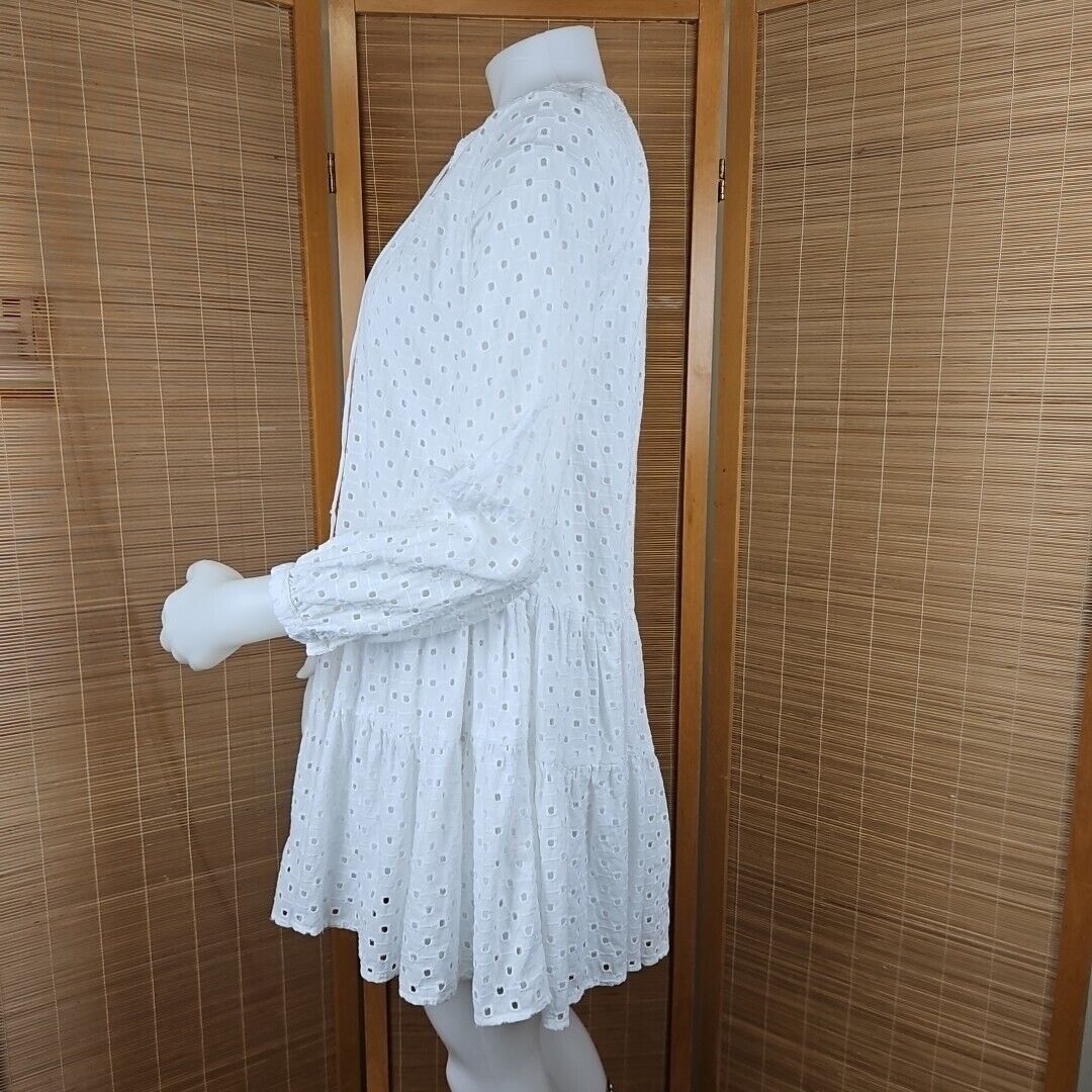 Asos ASOS Broderie Boho Dress UK8 US 4 White Cotton Trapeze Floun Size S / US 4 / IT 40 - 2 Thumbnail