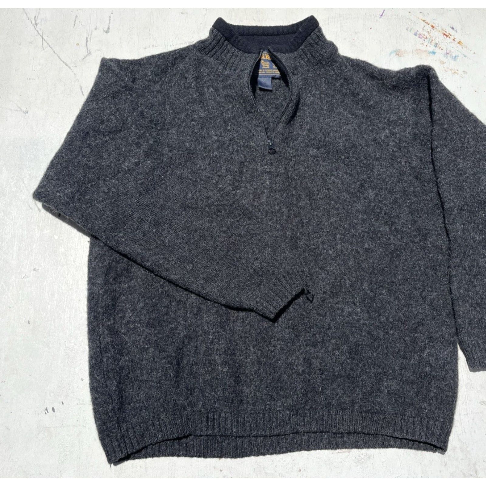 Vintage Woolrich Sweater Black XL Pullover Wool Baselayer 1/4 Zip Open Knit Woolrich Logo 80s 90s Outdoor Hiking Men’s Mens Regular Fit Size US XL / EU 56 / 4 - 5 Thumbnail