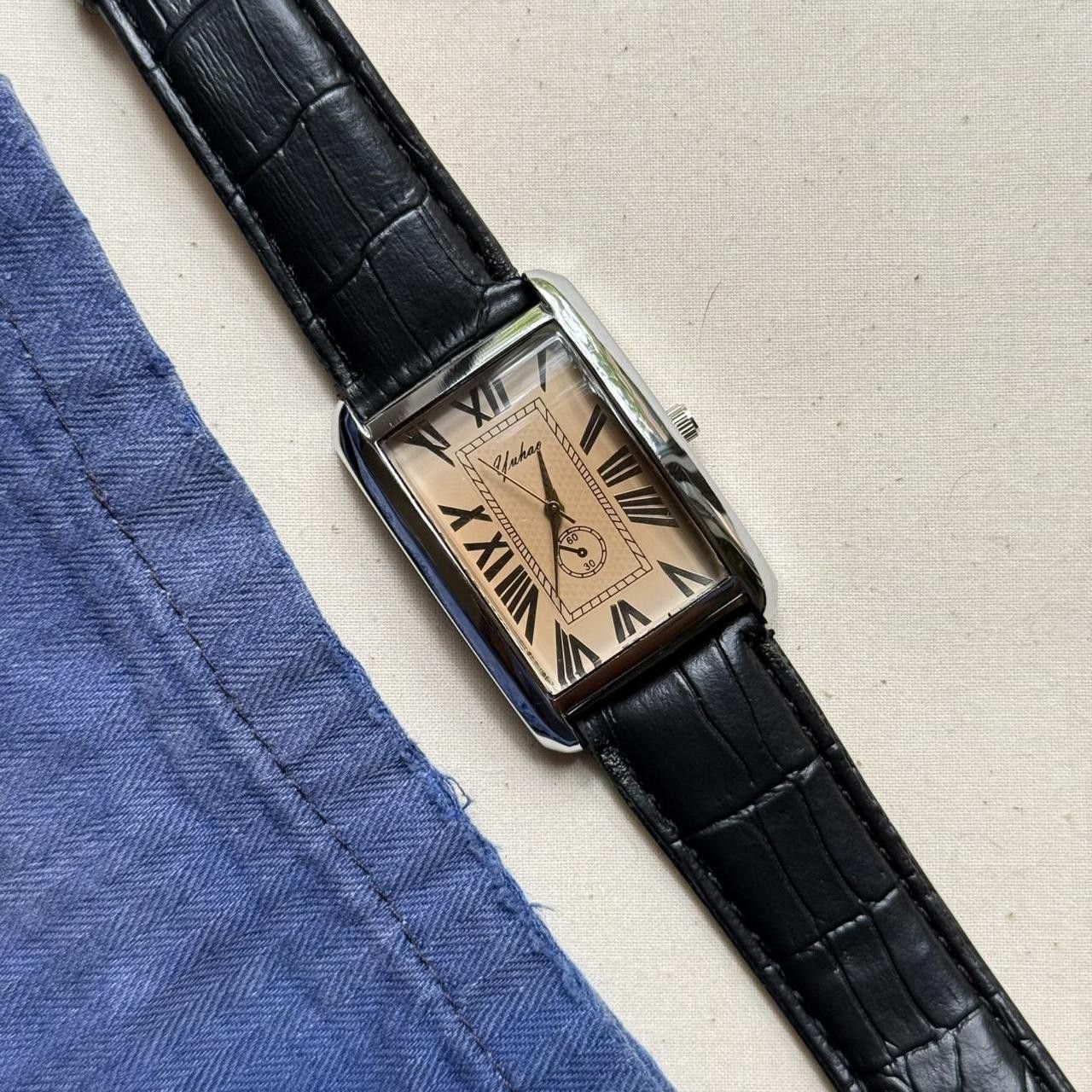 Vintage leather watch classy rich black luxury clock watch Size ONE SIZE - 1 Thumbnail