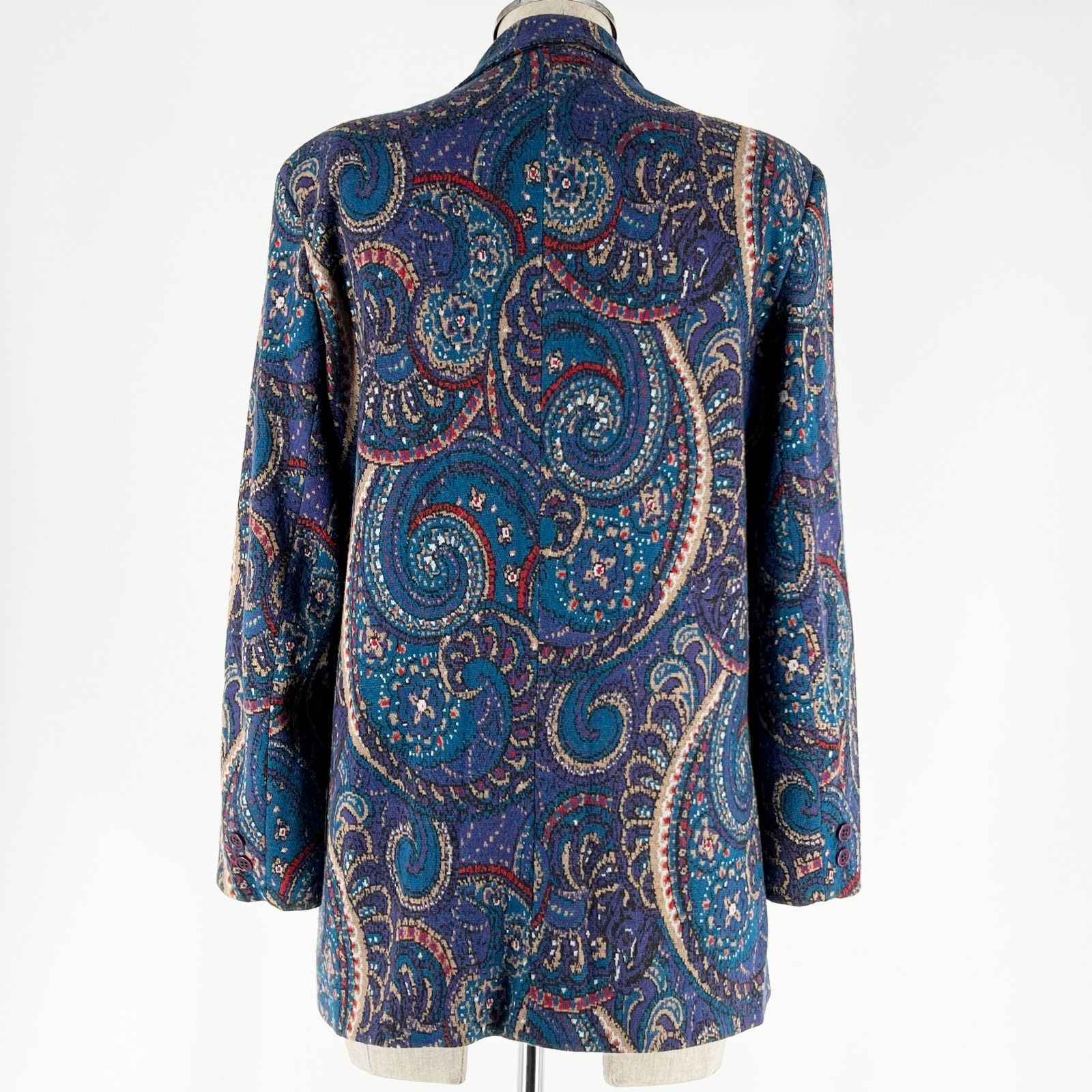 Vintage 90s paisley knit blazer jacket 1990s vintage Size S / US 4 / IT 40 - 6 Thumbnail