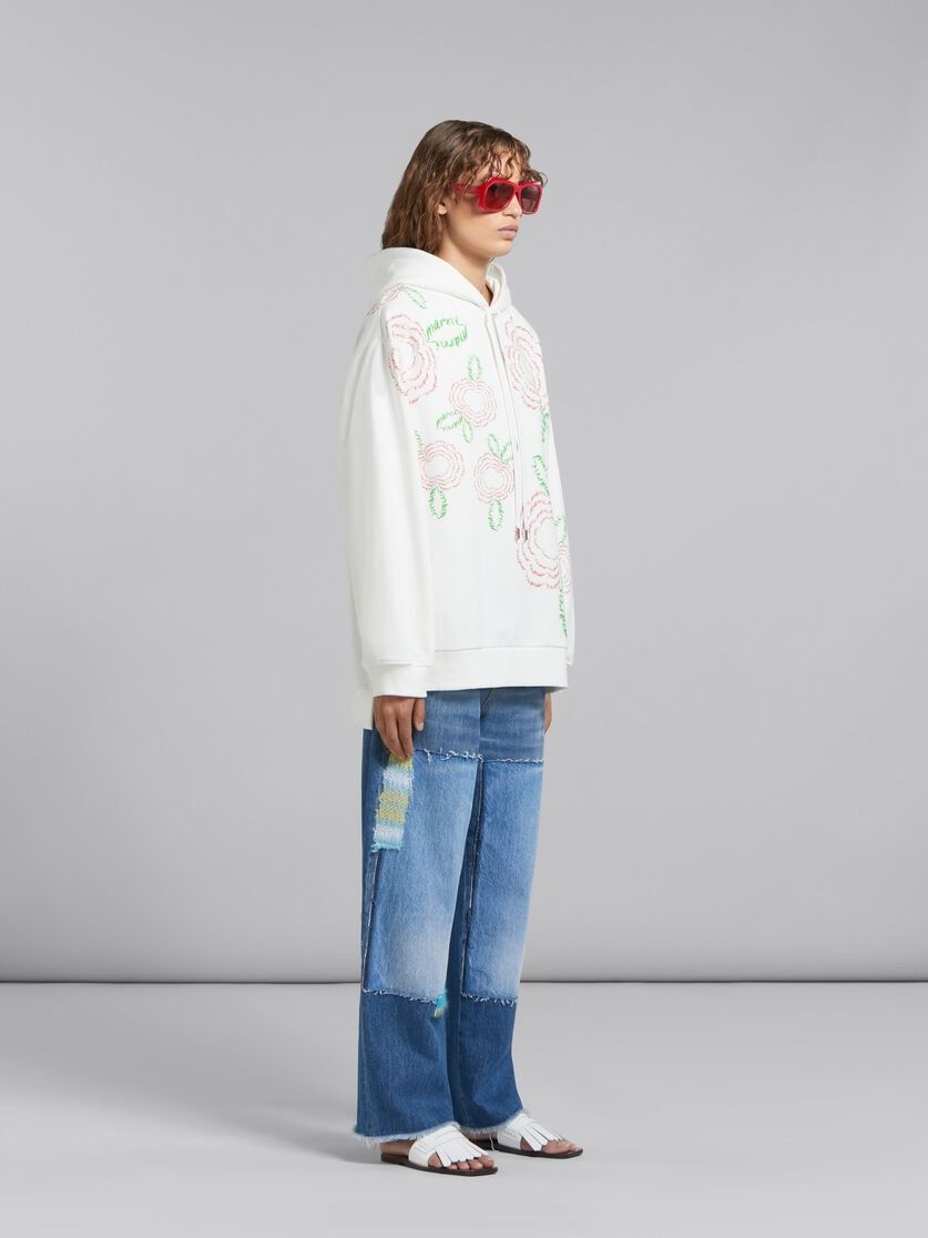 Marni oc11z0525 Cotton Hoodie in White Size S / US 4 / IT 40 - 4 Thumbnail