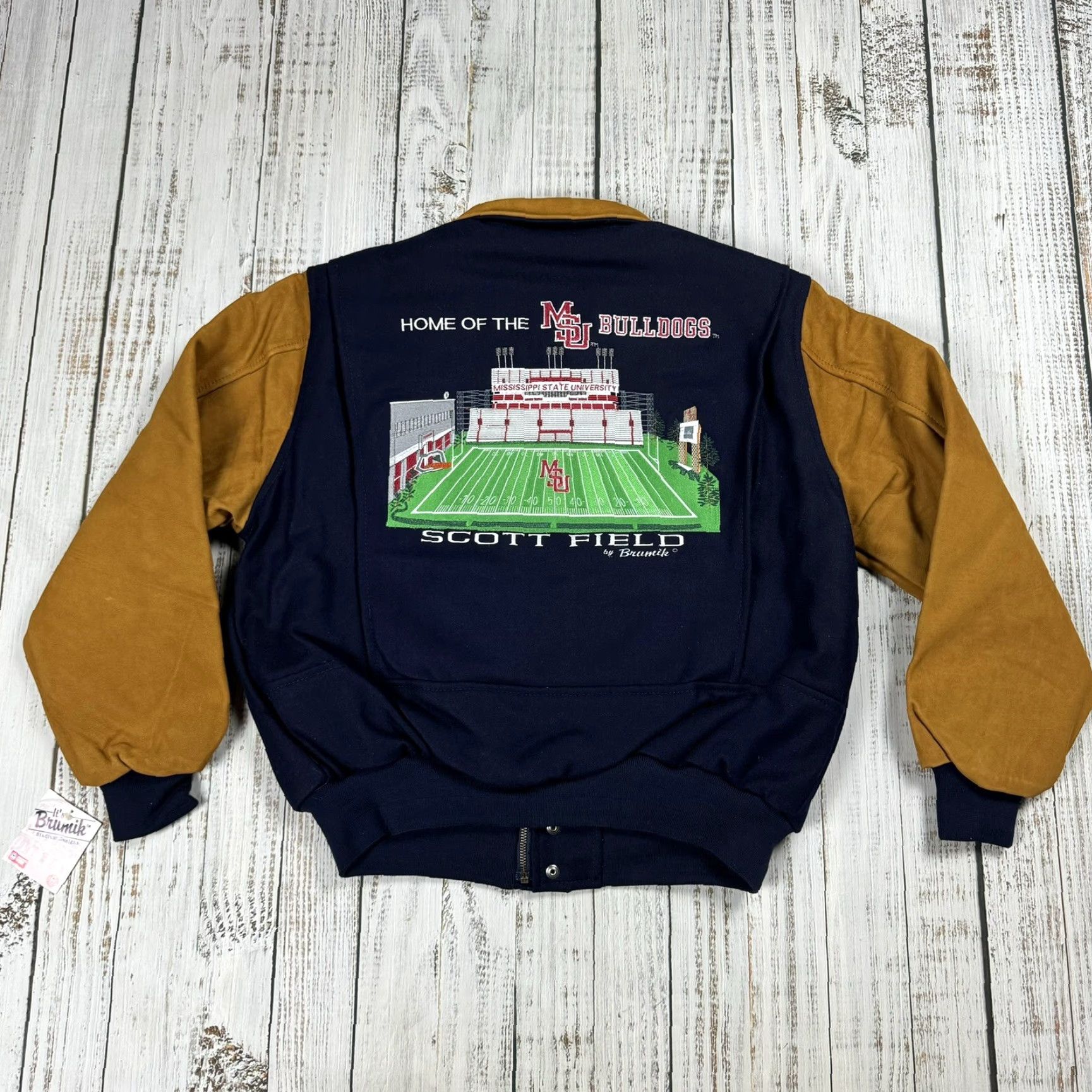Vintage VTG 90s MISSISSIPPI STATE MSU BULLDOGS LETTERMAN VARSITY JACKET LEATHER NWT M Size US M / EU 48-50 / 2 - 2 Thumbnail