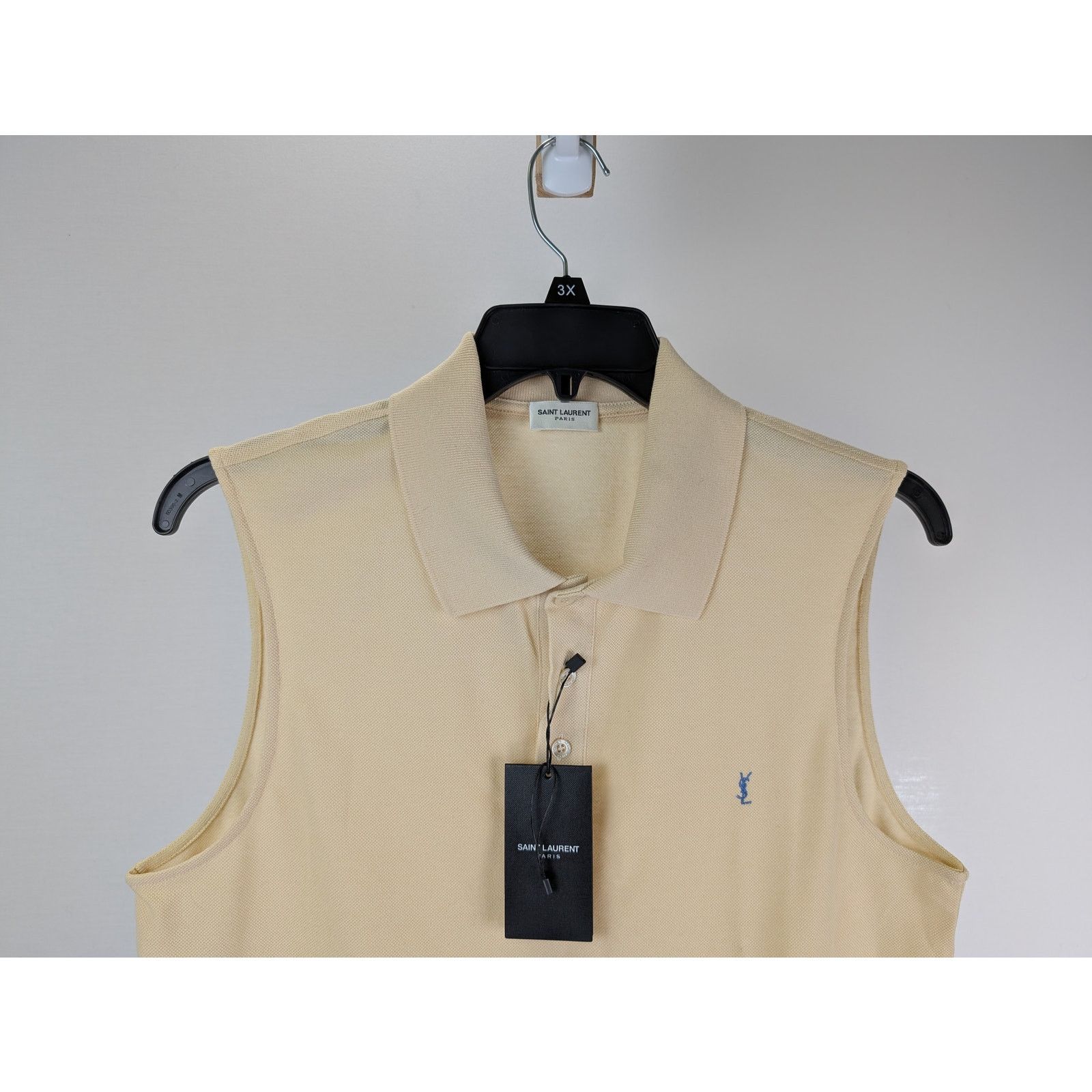 Saint Laurent Paris o1rshd1 Polo Sans Manches Broderie Vest in Cream Size US XL / EU 56 / 4 - 2 Thumbnail