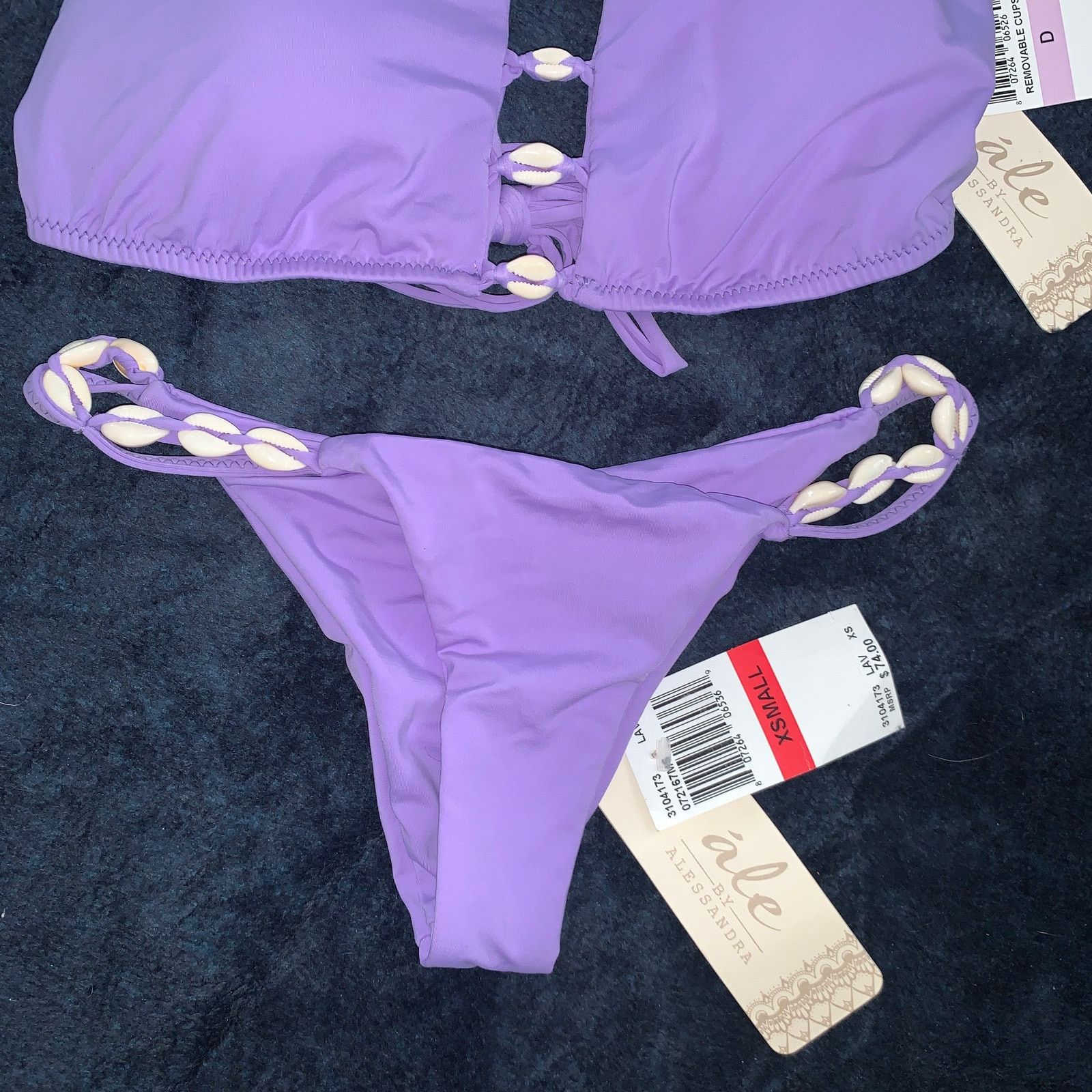 Other NWT $168 ALE LAVENDER COWRIE SHELL BIKINI XS BOTTOM D CUP Size ONE SIZE - 4 Thumbnail