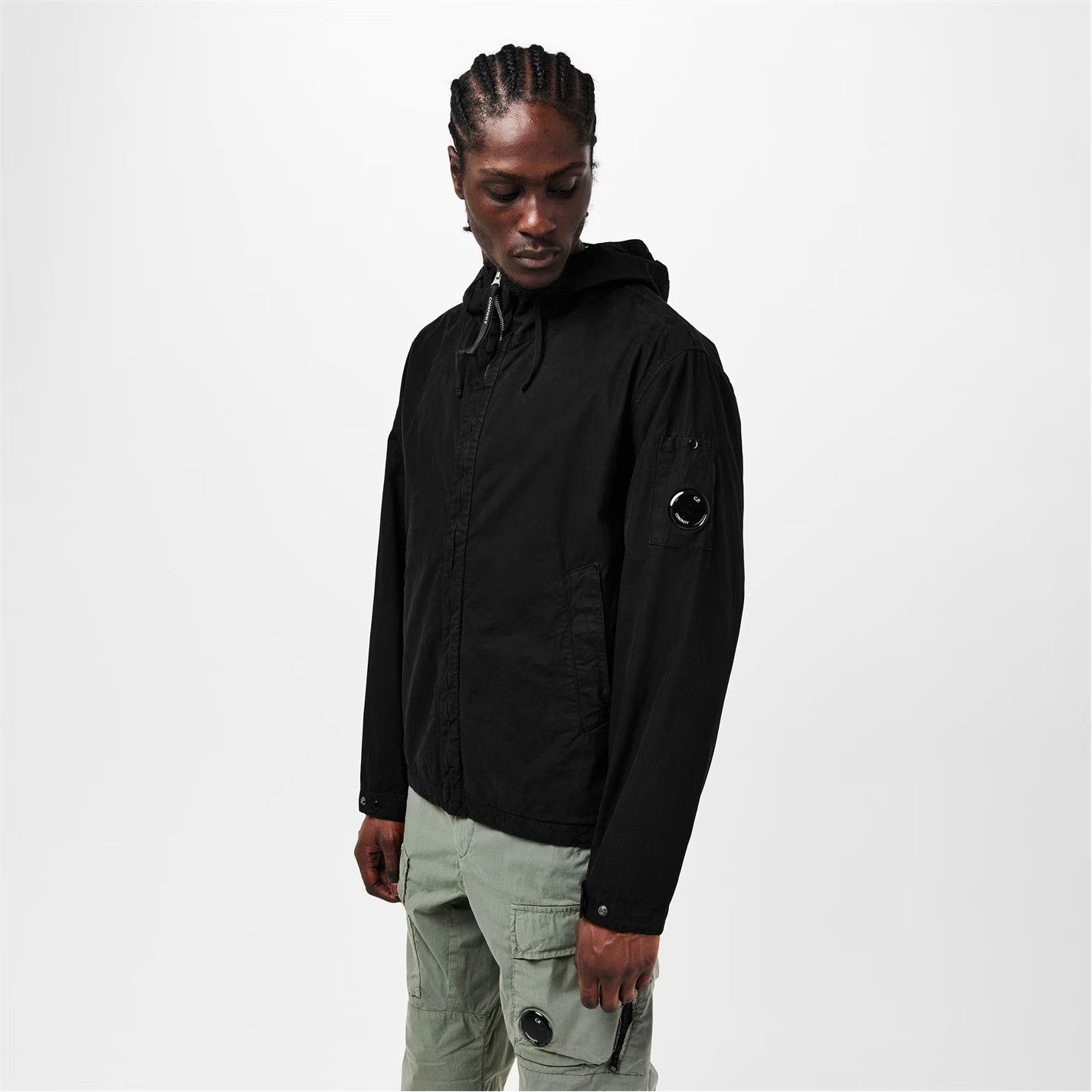 C.P. Company o1g2r1mq0426 Garment Dyed Cotton Hooded Lens Jacket in Black Size US XXL / EU 58 / 5 - 3 Thumbnail