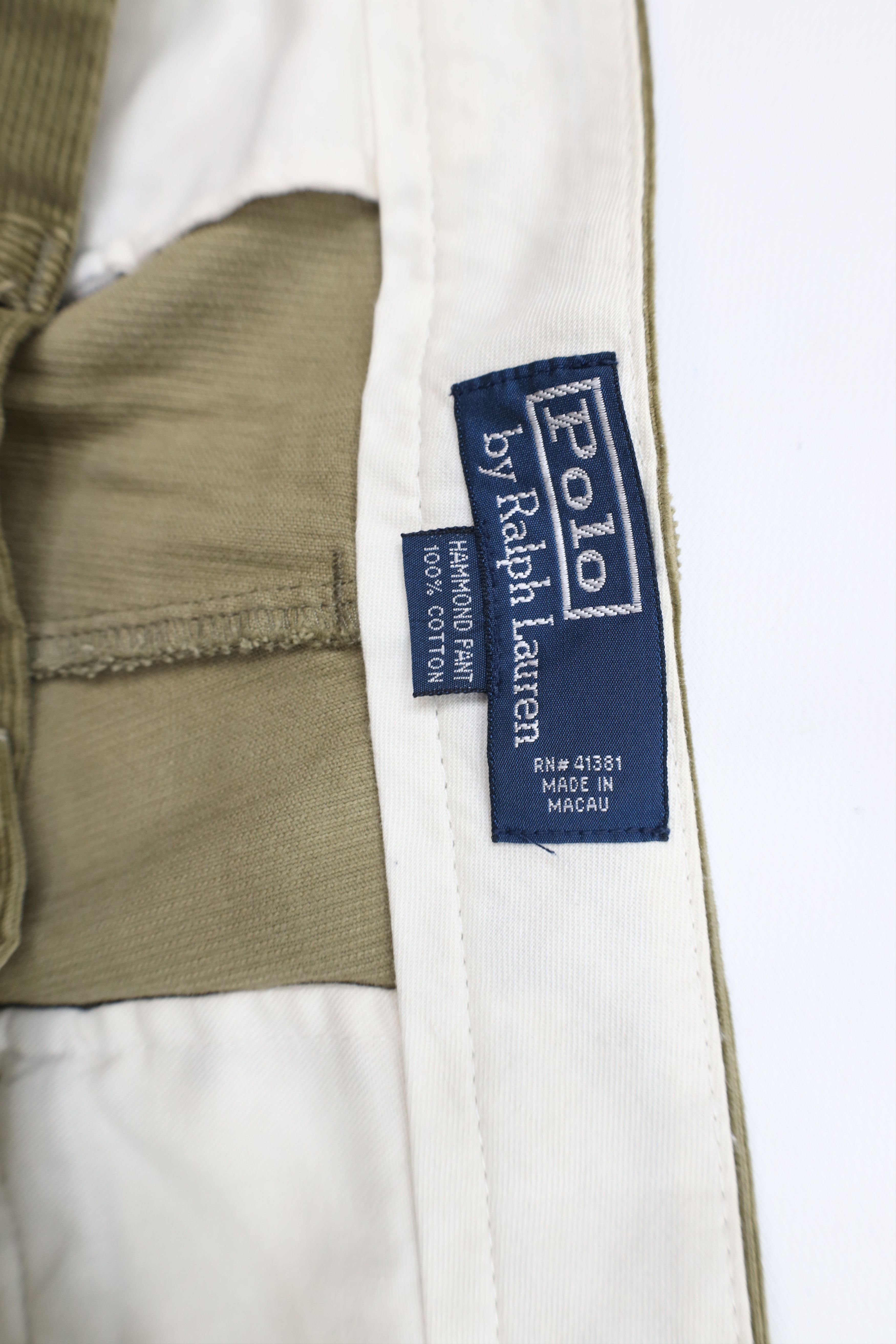 Ralph Lauren Vintage 90s Ralph Lauren Wide Leg Corduroy Chino Pants Green Size US 34 / EU 50 - 9 Thumbnail
