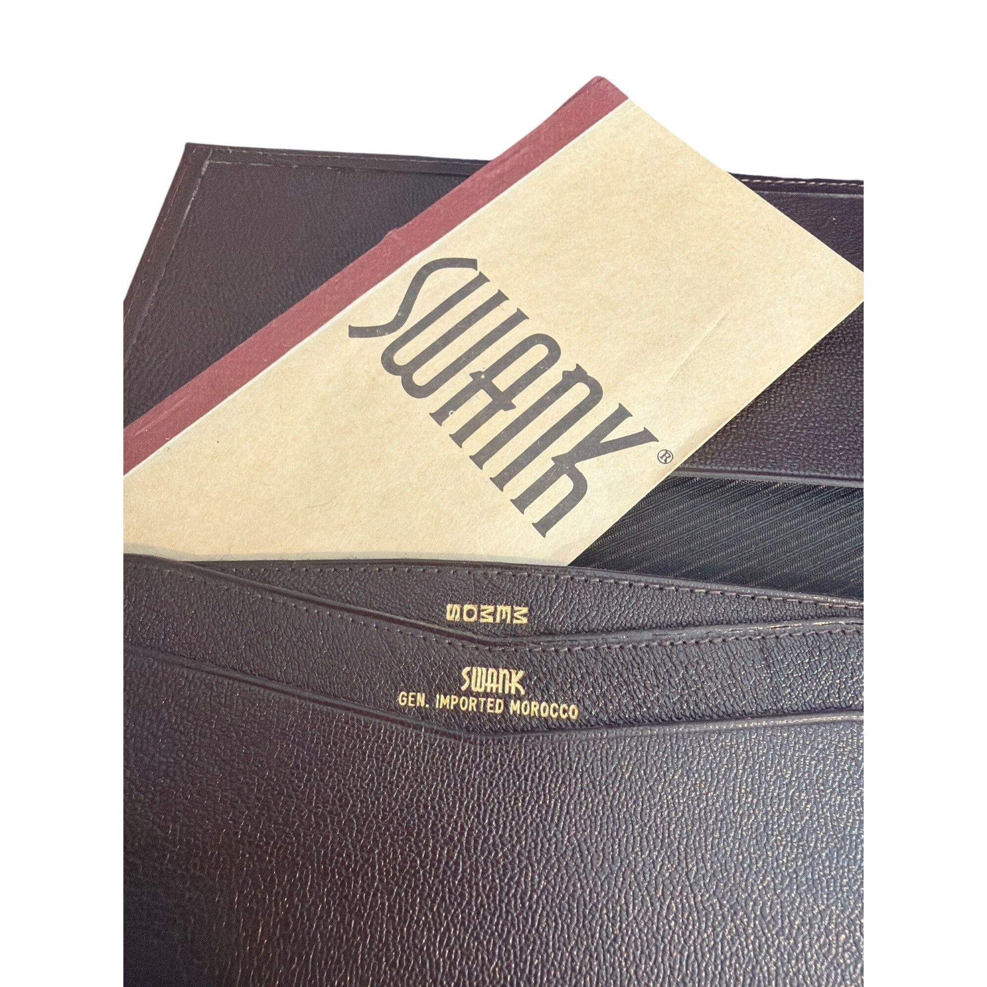 Other Vintage Swank Brown Leather Checkbook Cover Wallet Morocco C Size ONE SIZE - 4 Thumbnail
