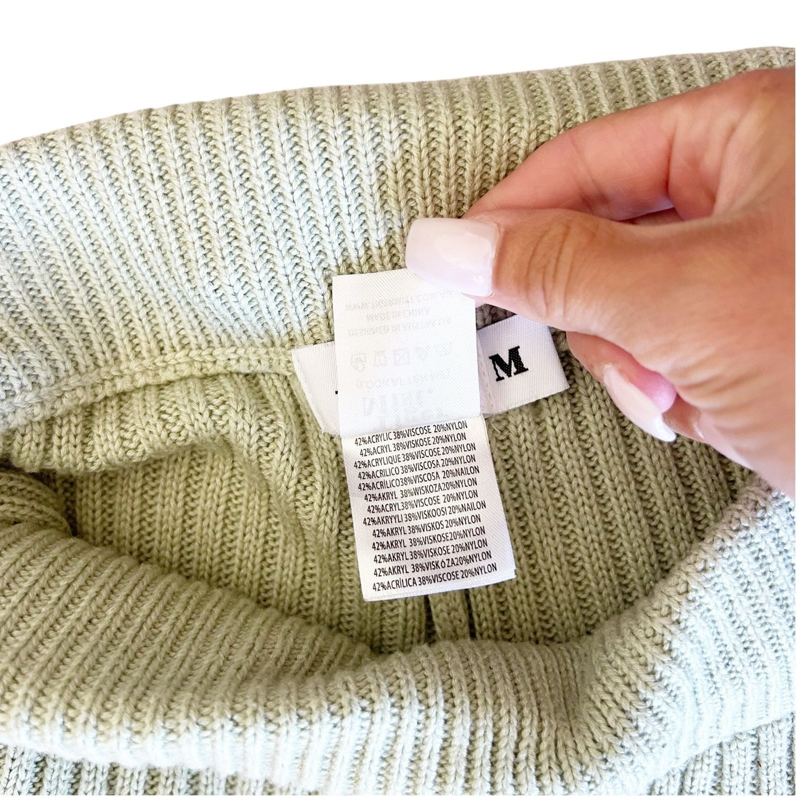 Other Tiger Mist Light Green Ribbed Knit Flared Pants Sz M Size 30" / US 8 / IT 44 - 3 Thumbnail