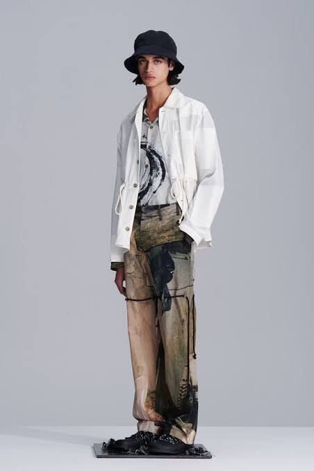 Song For The Mute 21.1 Dress Pants Cupro Washer Print sz 50