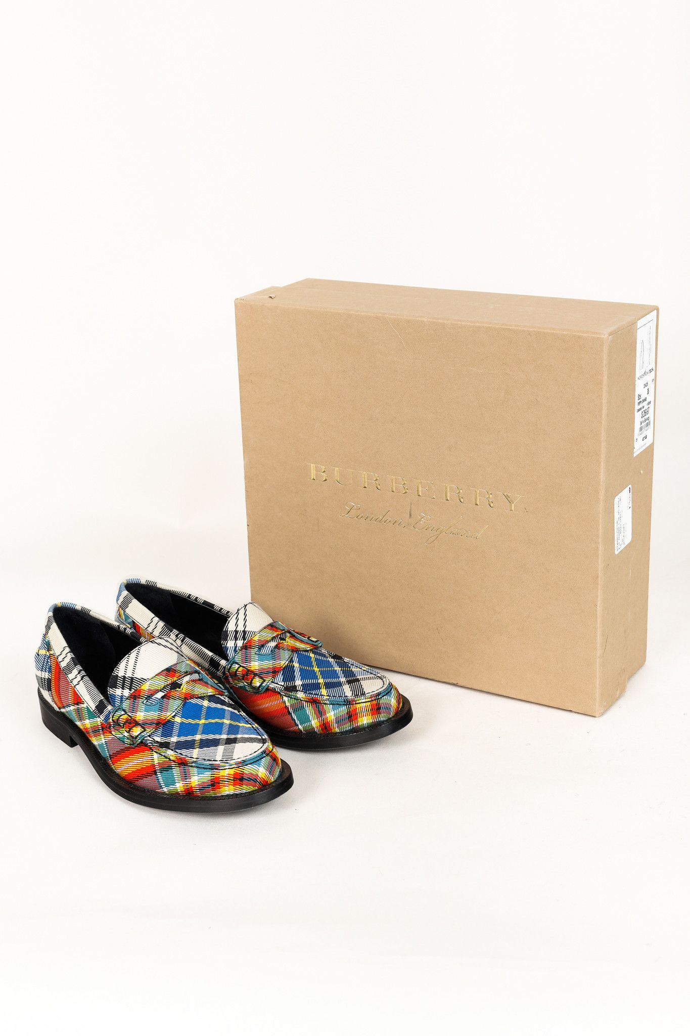 Burberry Burberry Bedmont Poppy Orange Tartan Flat Loafers Size US 6.5 / IT 36.5 - 10 Thumbnail