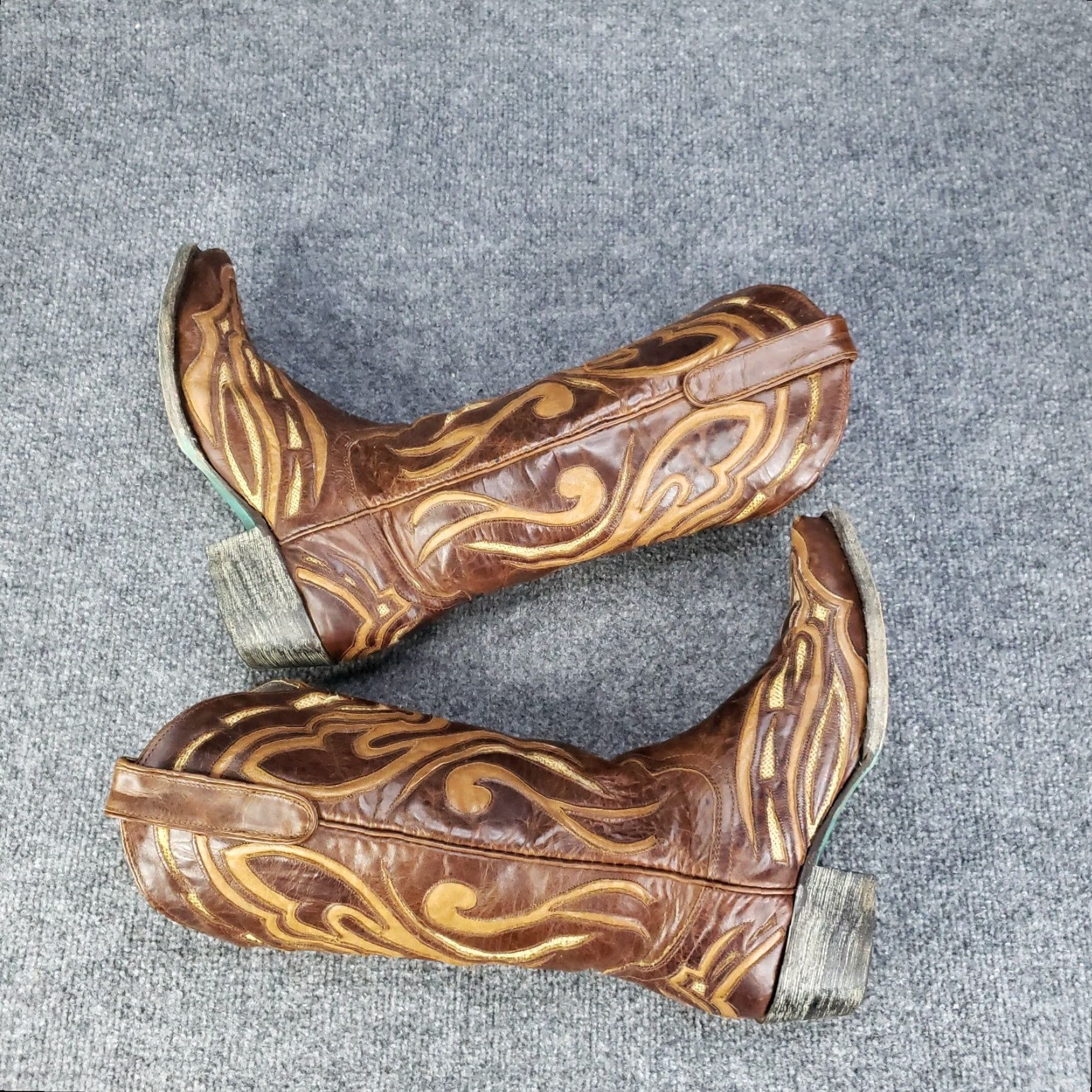 Vintage Lane Boot Womens Brown Embroidered Size 7B Western Low Heel Leather Womens Size US 7 / IT 37 - 7 Thumbnail